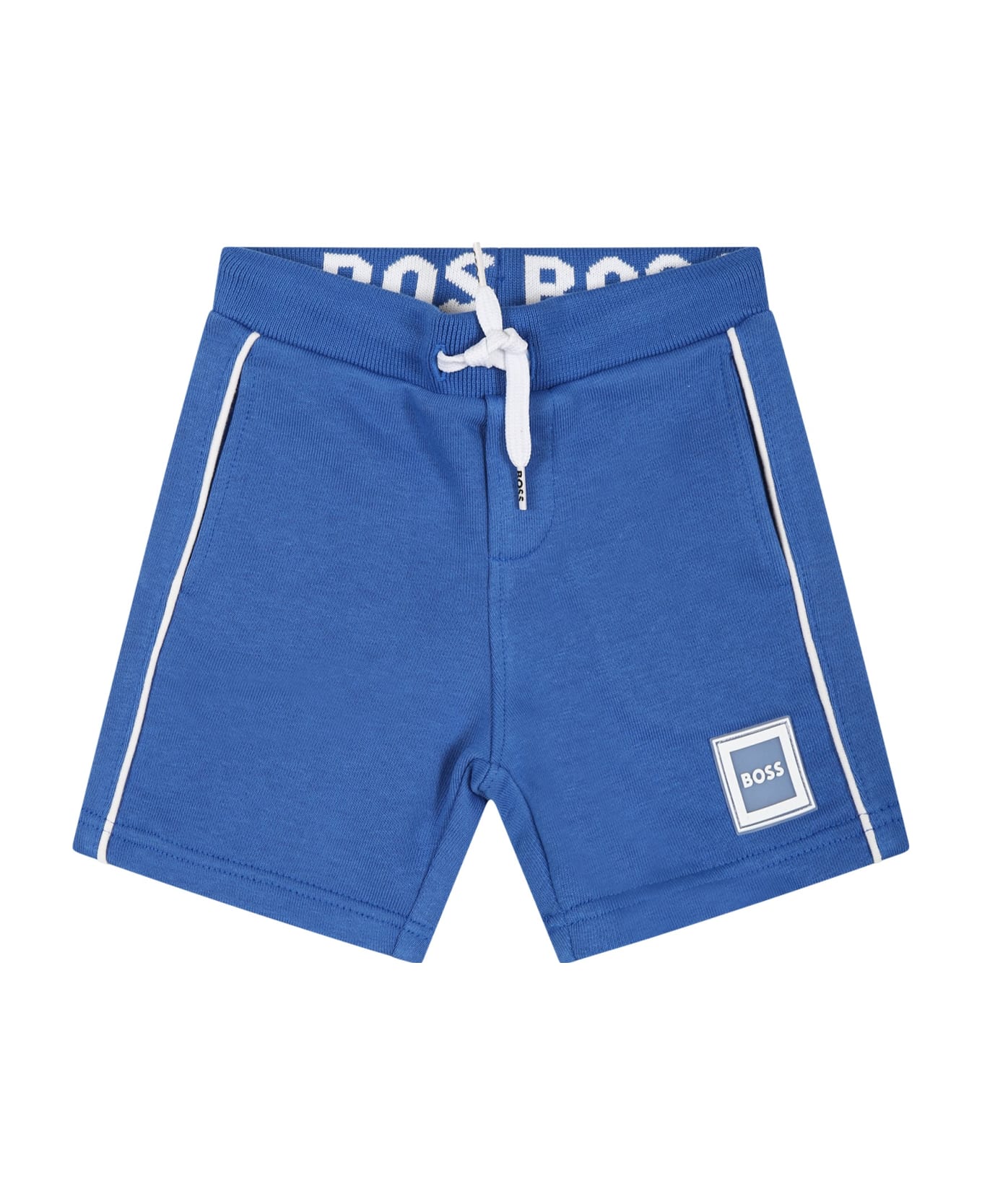 Hugo Boss Blue Shorts For Baby Boy With Logo - Blue ボトムス