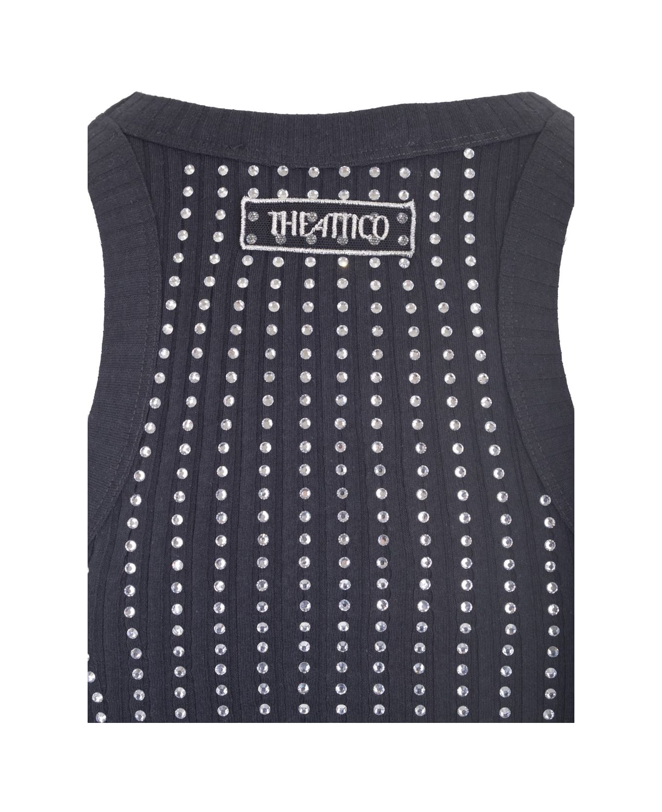 The Attico Black Tank Top With Strass - Black