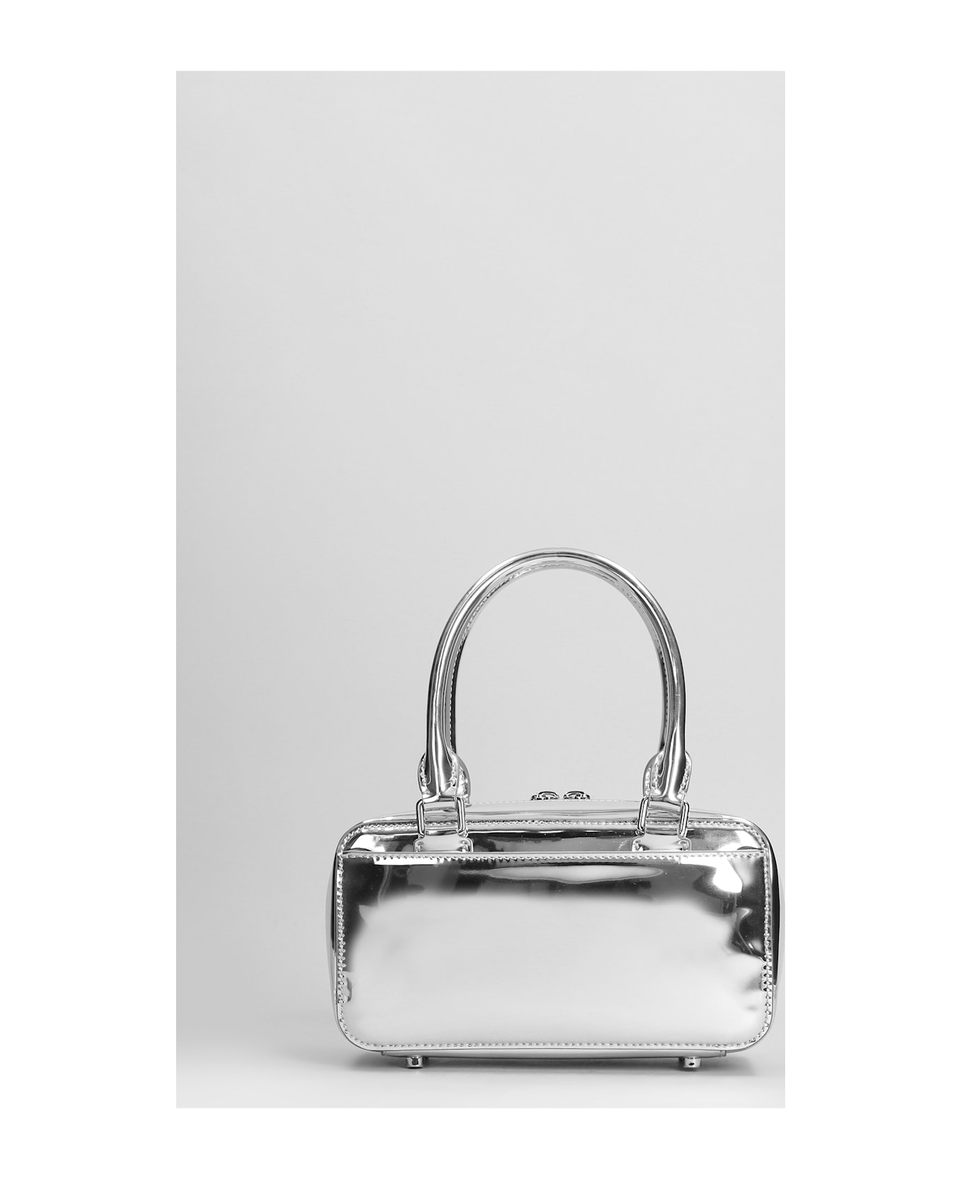 self-portrait Hand Bag In Silver Leather - silver