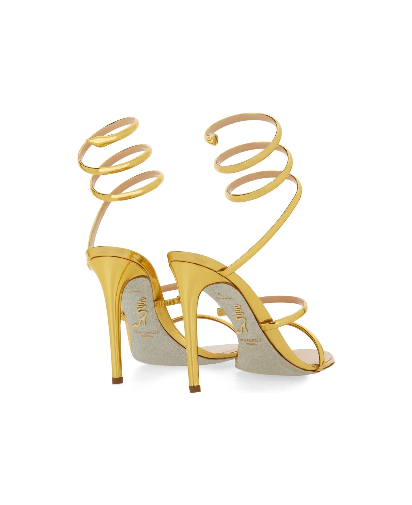 René Caovilla Leather Pumps - GOLD