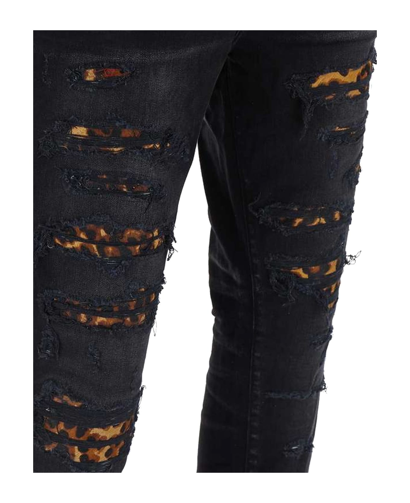 AMIRI Leopard Denim Jeans - Black