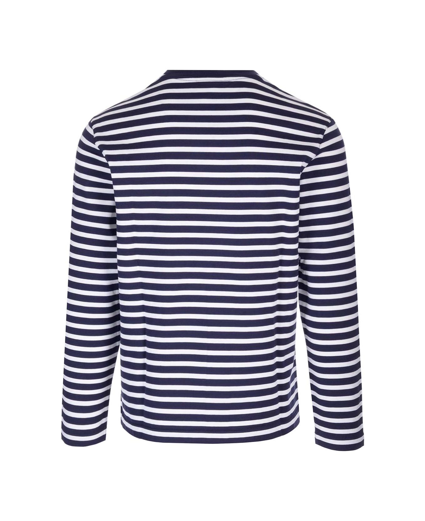Maison Kitsuné Fox Head Patch T-shirt - Navy stripes ニットウェア