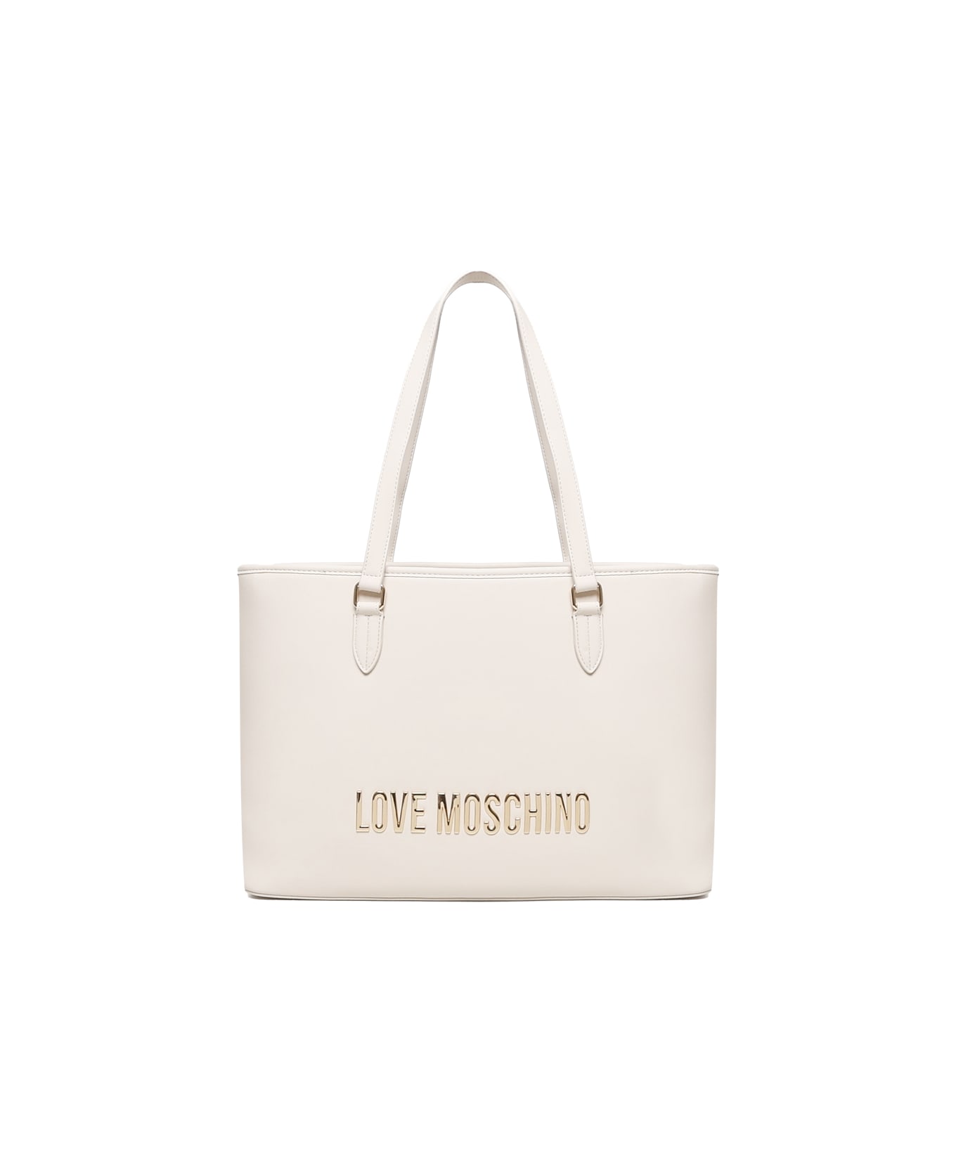 Love Moschino Shopping Bag With Logo - Ivory トートバッグ