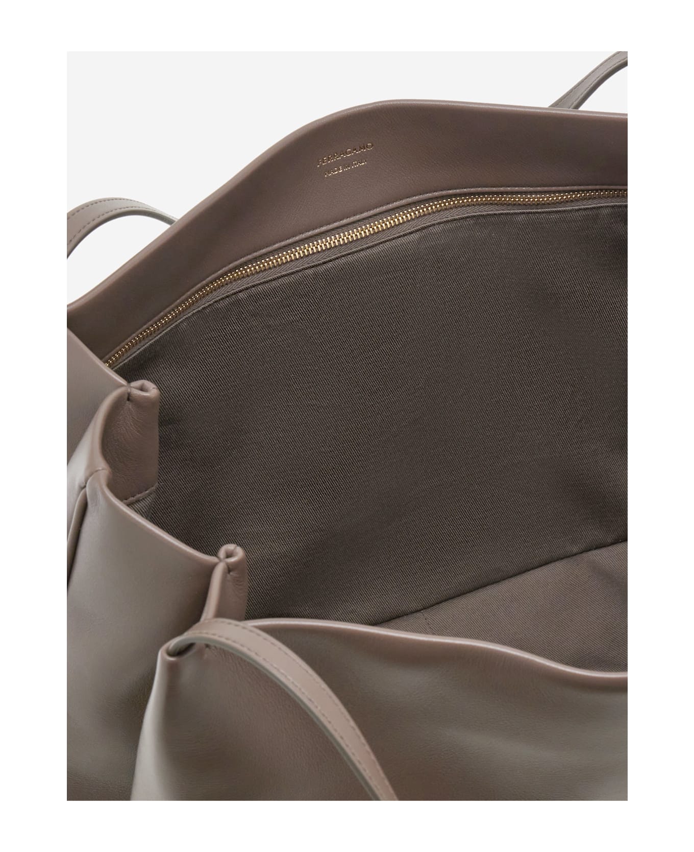 Ferragamo Leather Shoulder Bag - Khaki