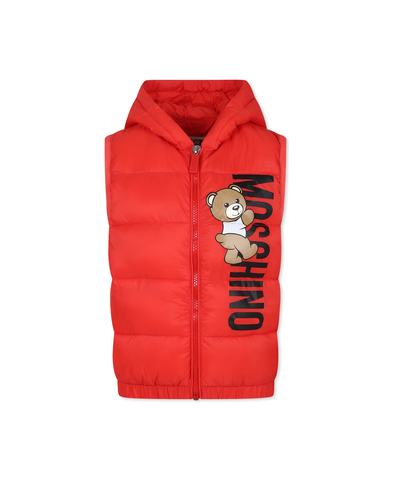 Moschino Red Vest For Boy With Teddy Bear - Red