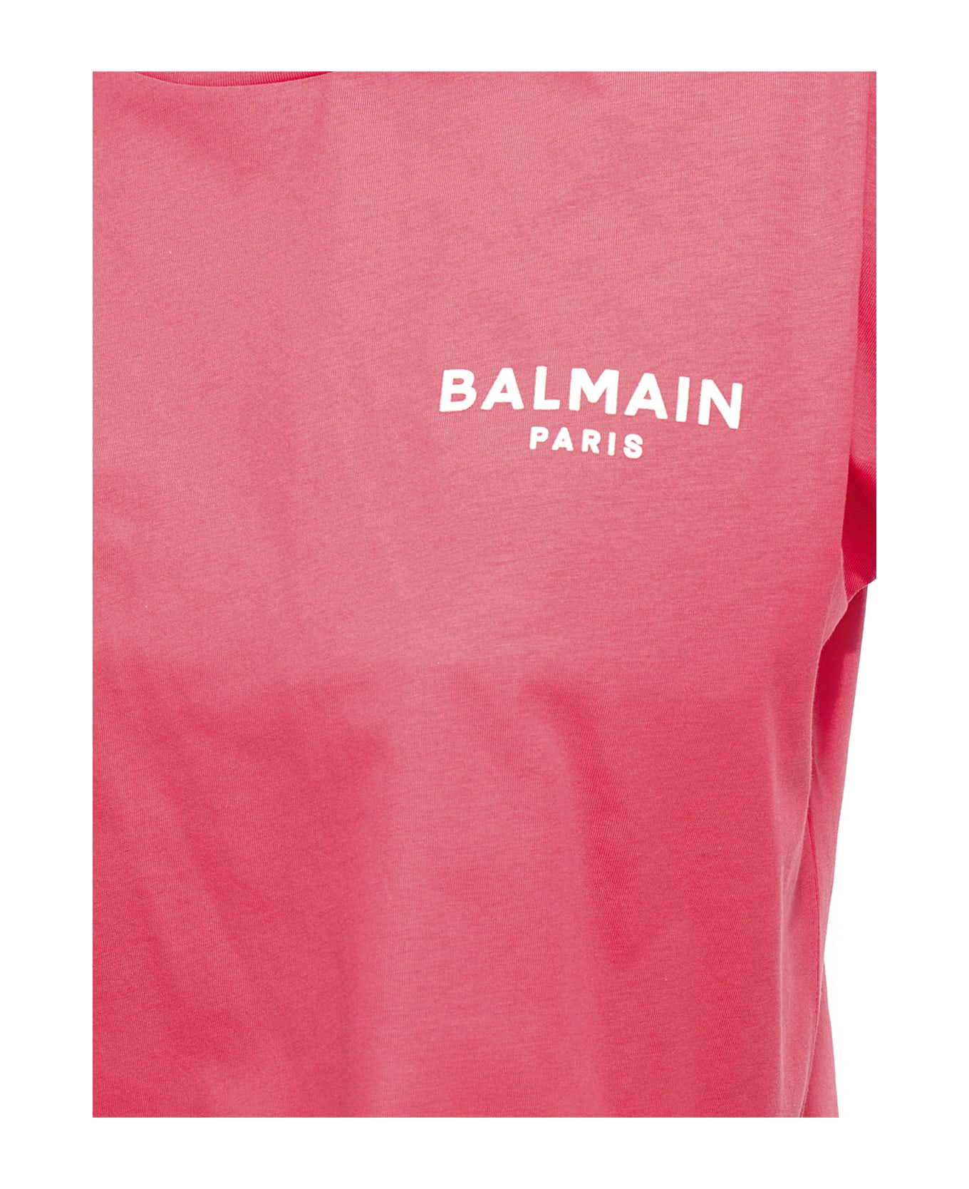 Balmain Logo Crop T-shirt - Fuchsia