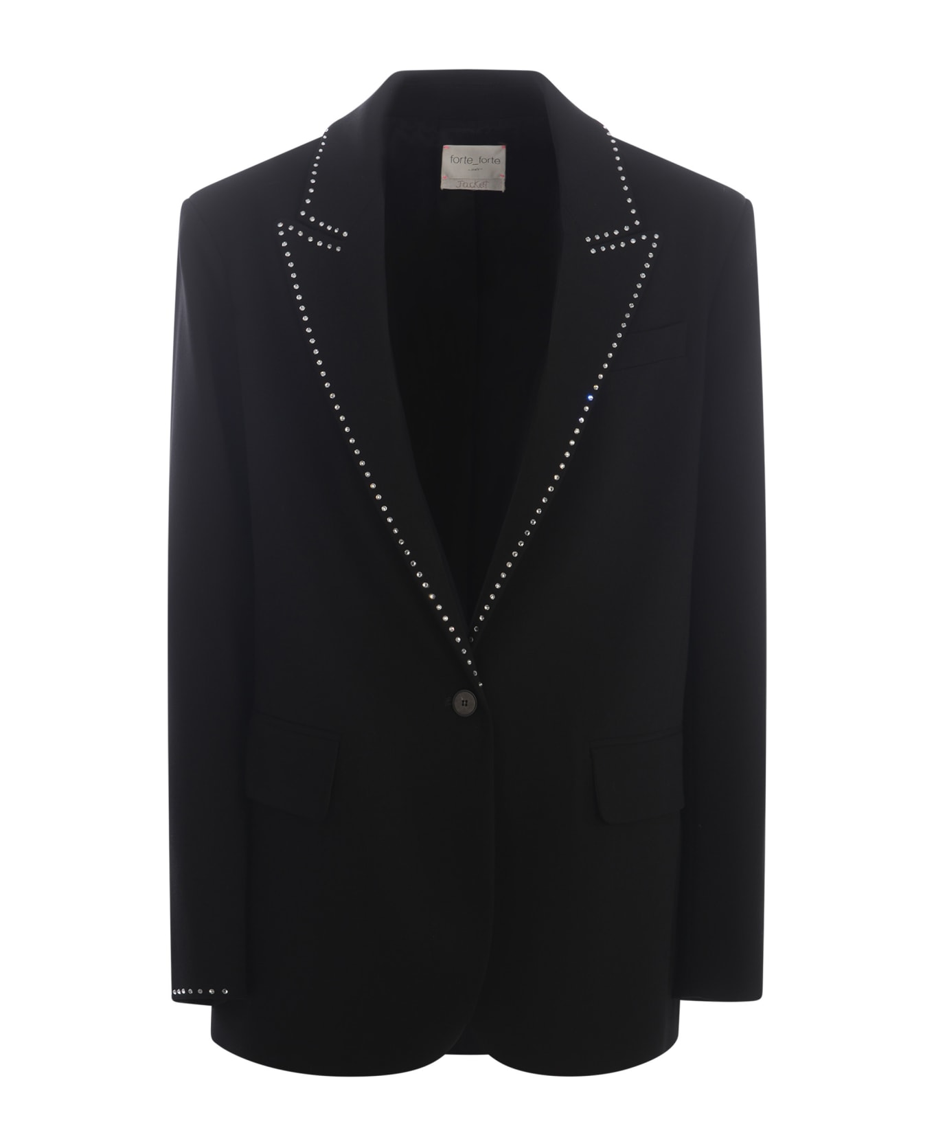 Forte_Forte Jacket Forte Forte "strass" In Wool And Viscose Twill - Nero
