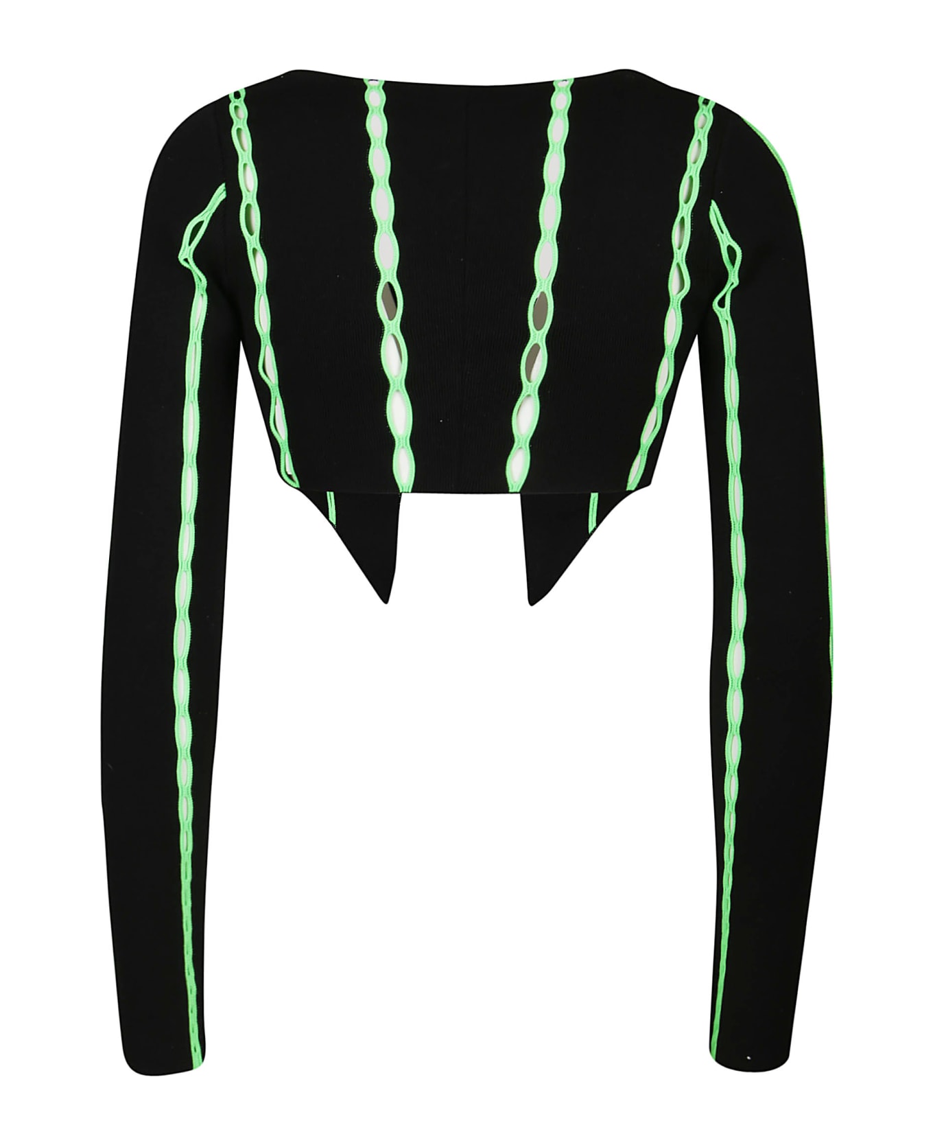 AMBUSH Crop Knit Cardigan - Black Sharp Green