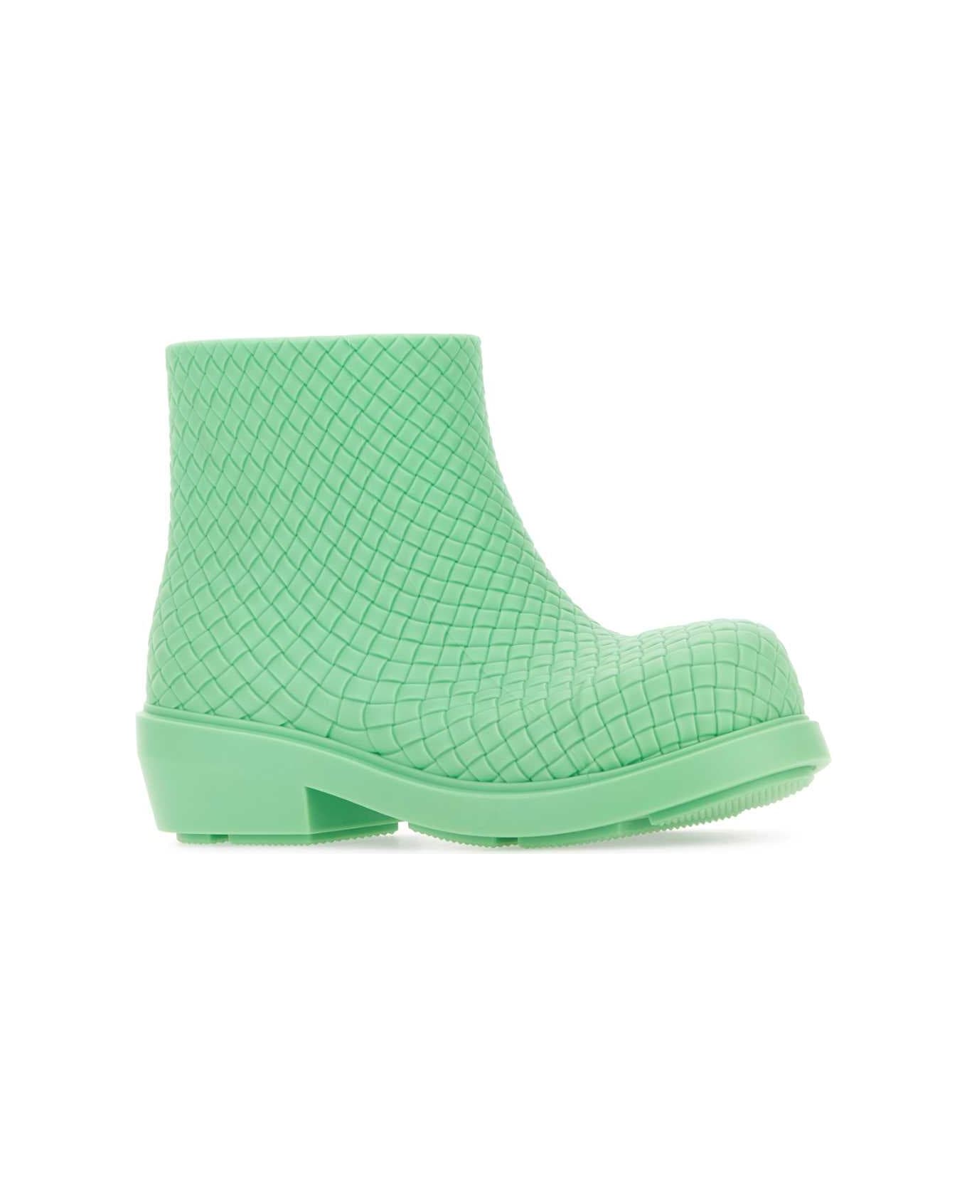 Bottega Veneta Mint Green Rubber Fireman Ankle Boots - SIREN