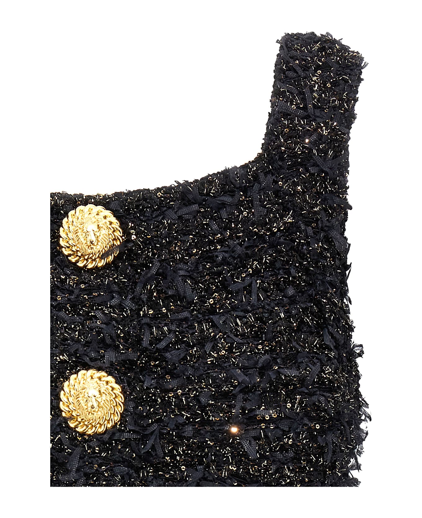 Balmain Lurex Tweed Top - Black