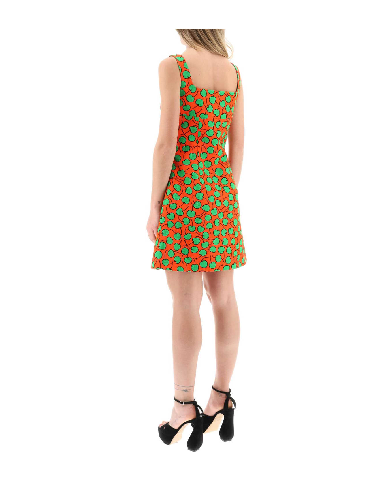 Moschino Cherry Print Short Dress - FANTASIA ROSSO (Orange)