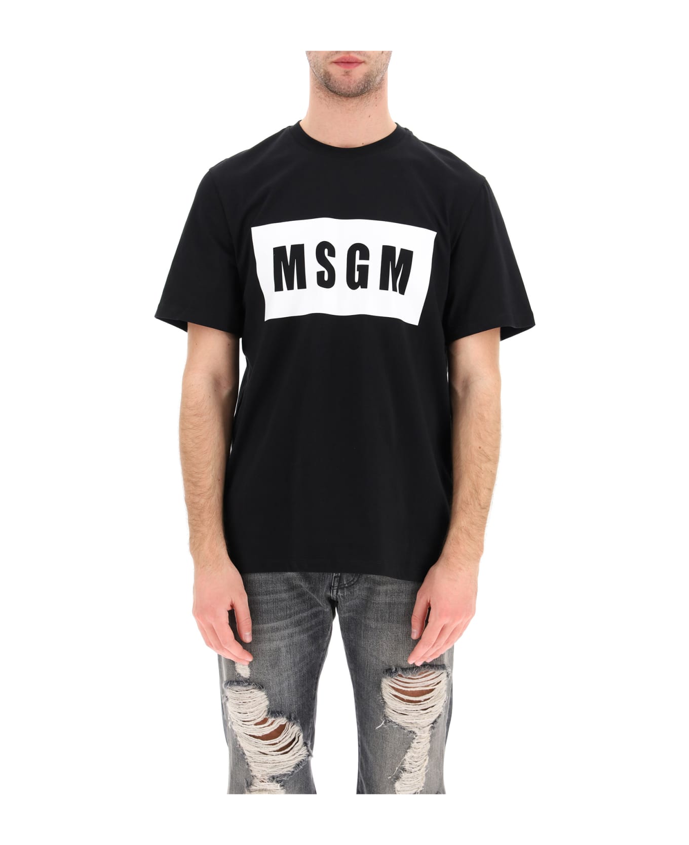 MSGM Logo Box T-shirt - Black シャツ