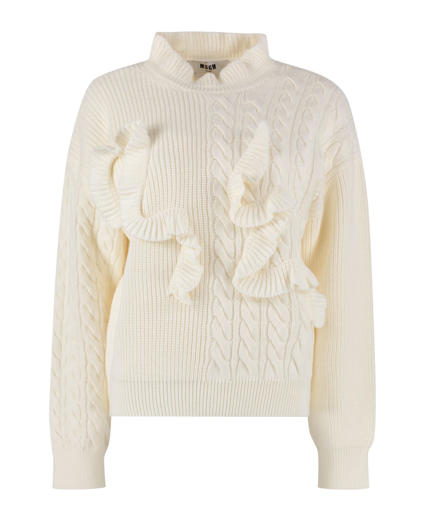 MSGM Frilled Wool-blend Sweater - panna
