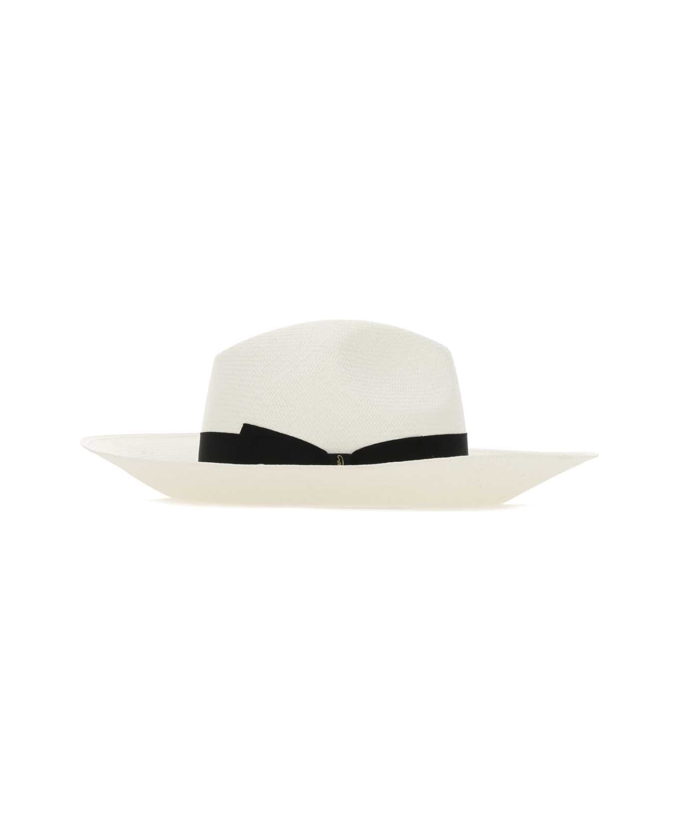 Borsalino White Straw Sophie Panama Hat - 0002