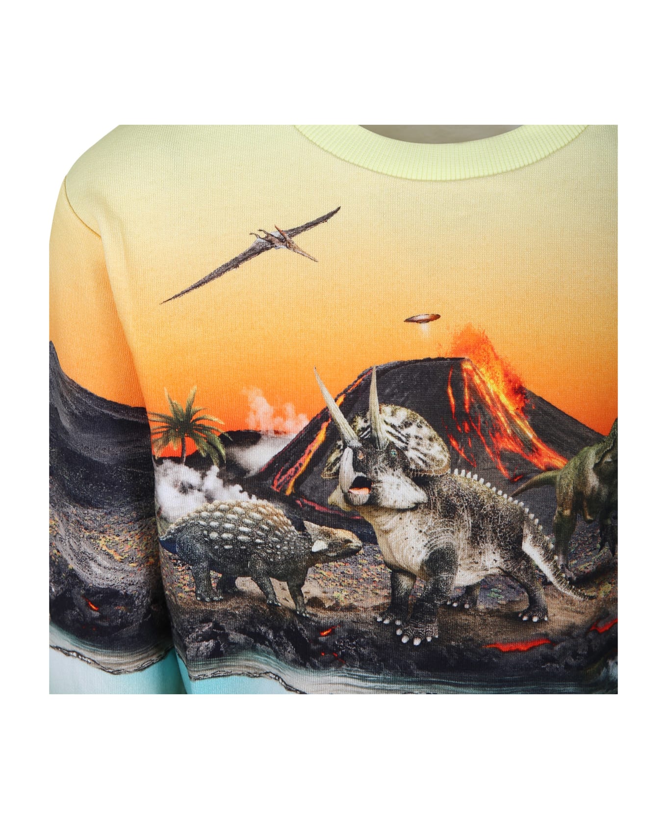 Molo Orange Sweatshirt For Boy With Dinosaur Print - Multicolor