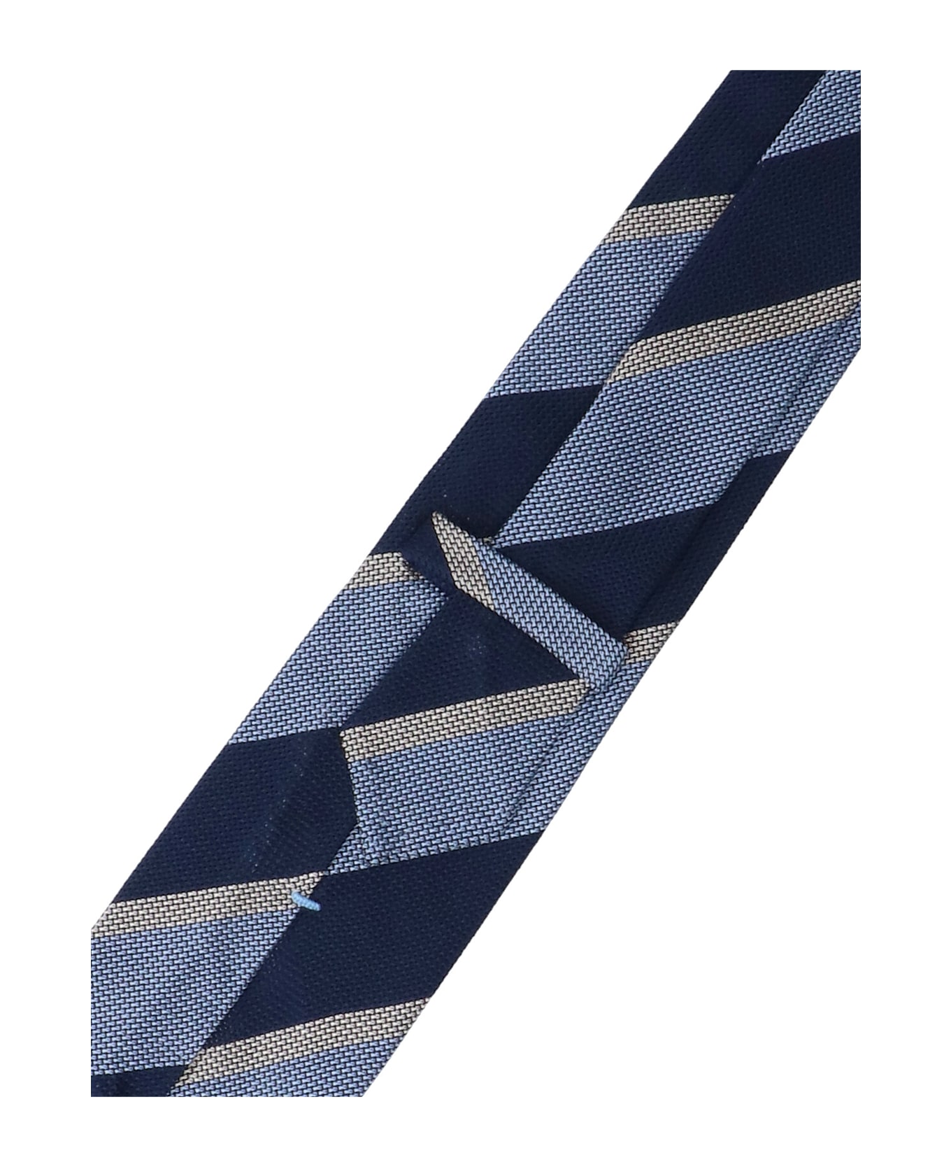 Cesare Attolini Striped Silk Tie - Light Blue