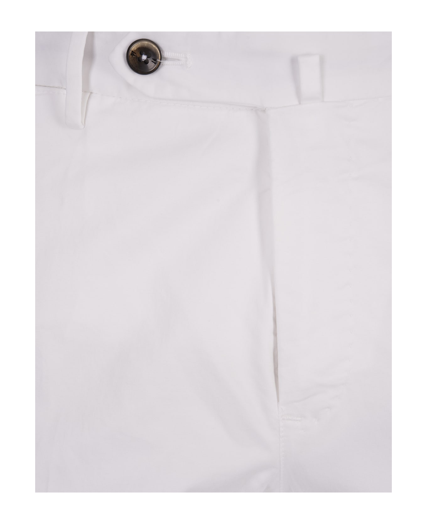 PT Torino White Stretch Cotton Classic Trousers - White
