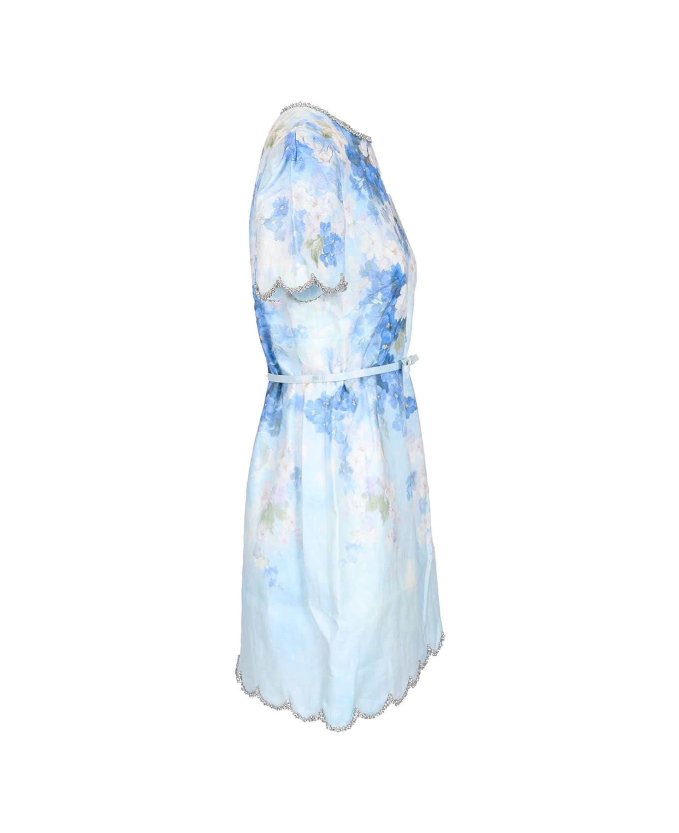 Zimmermann Crush Scalloped Shift Dress - Light blue