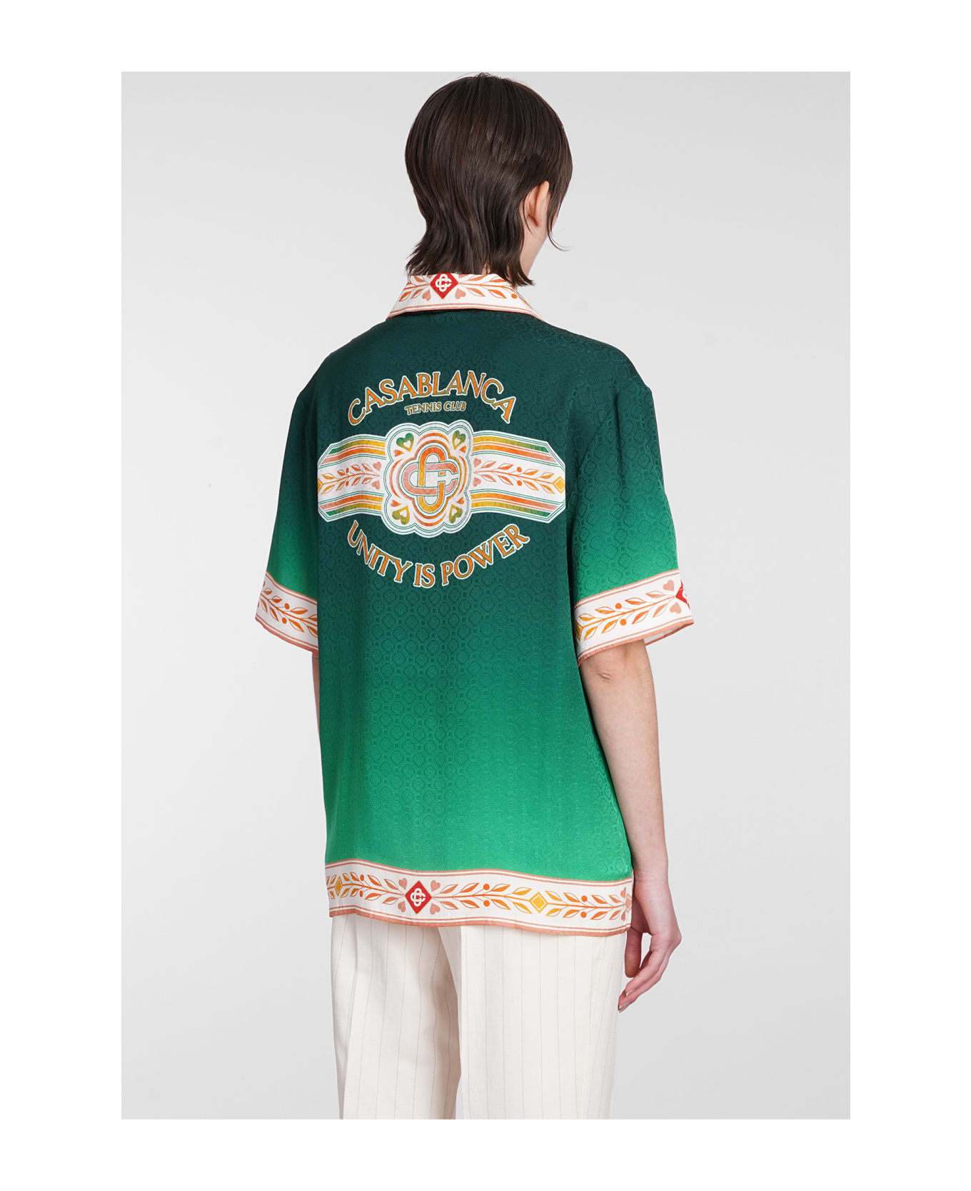 Casablanca Shirt In Green Silk - UNITY IS POWER