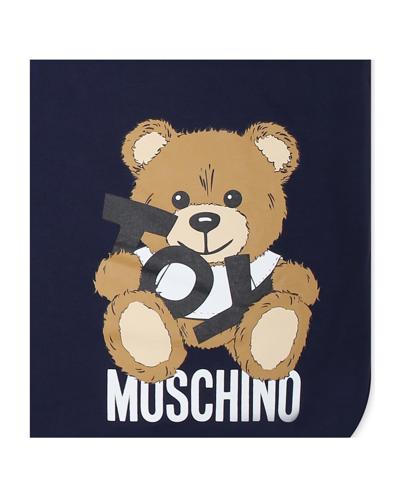 Moschino Blue Blancket For Babykids With Teddy Bear - Blue