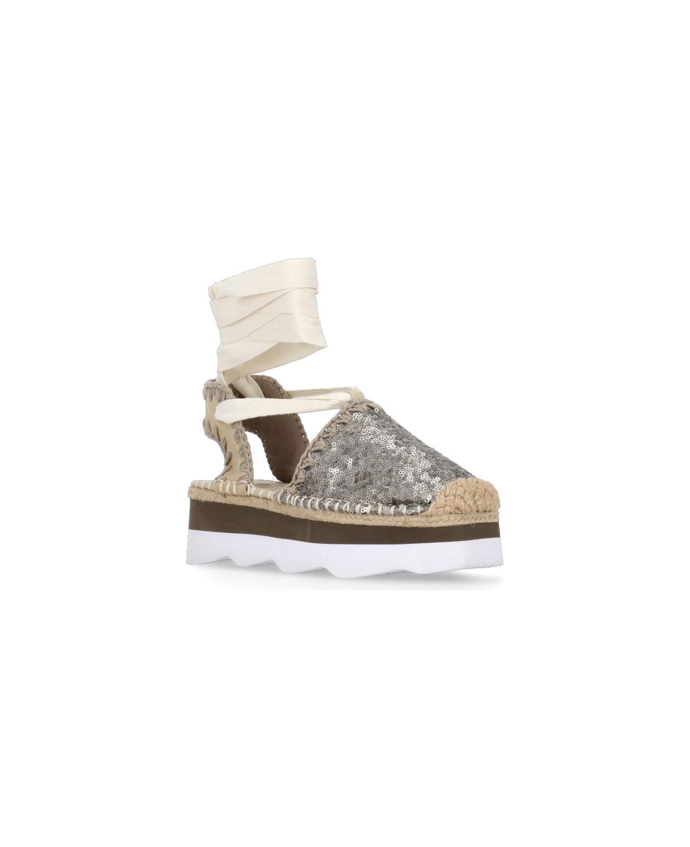 Mou Espa Sandal Espadrilles In Grey Leather - Beige