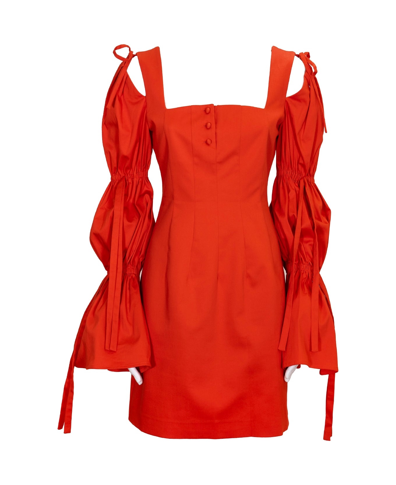 Sara Battaglia Puffy Sleeves Dress - Aperol