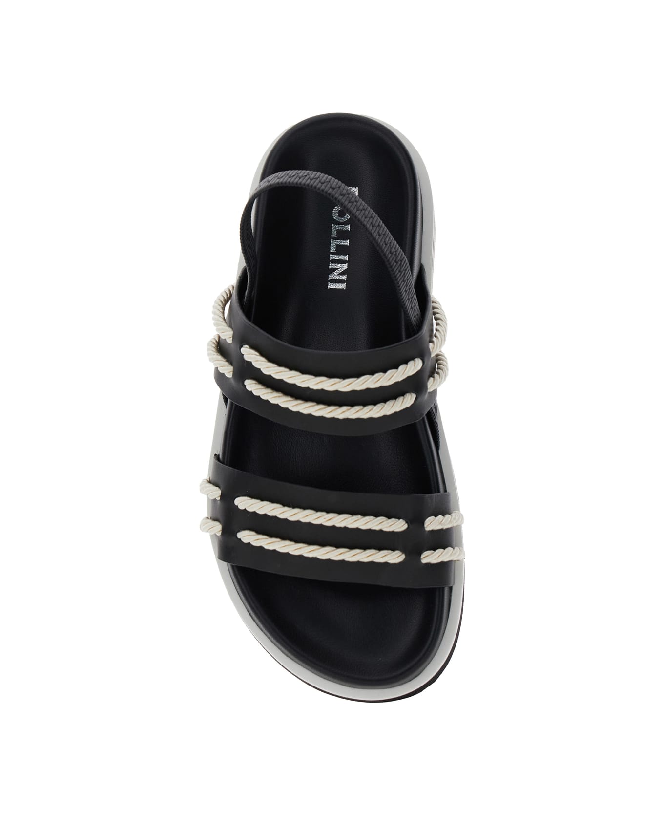 Pollini Black Sandals With Elastic Strap And Criss-crossed Details On The Front In Leather Woman - Black