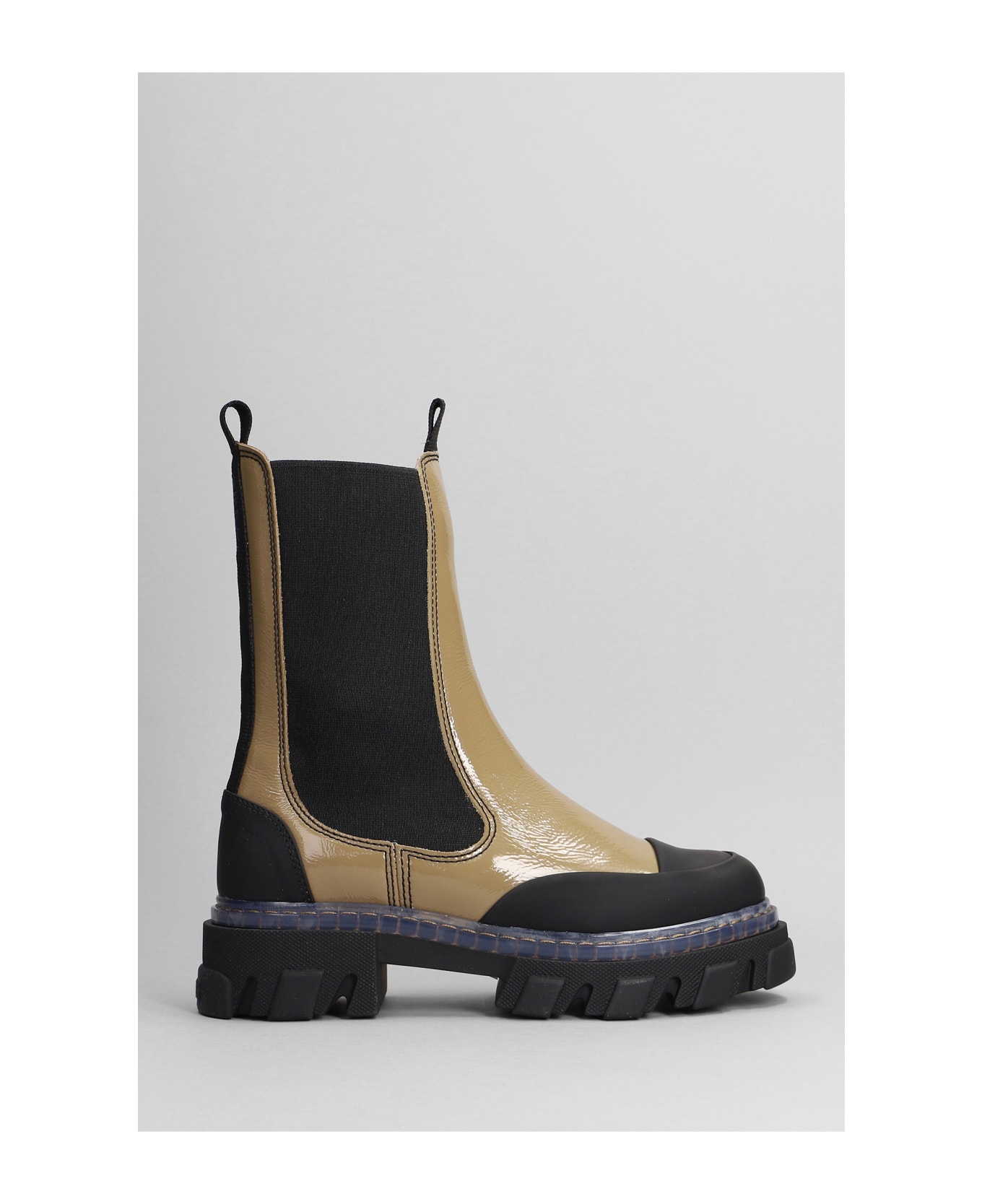 Ganni Combat Boots In Yellow Leather - yellow