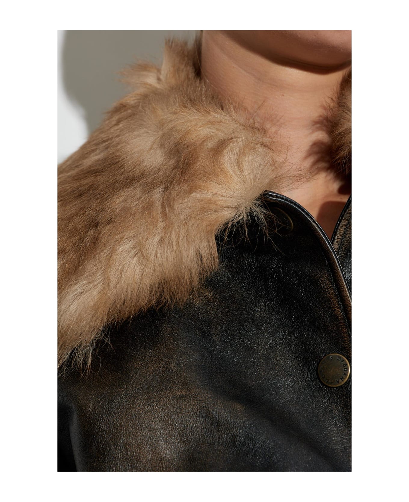 Dolce 
Gabbana Leather Jacket - BROWN