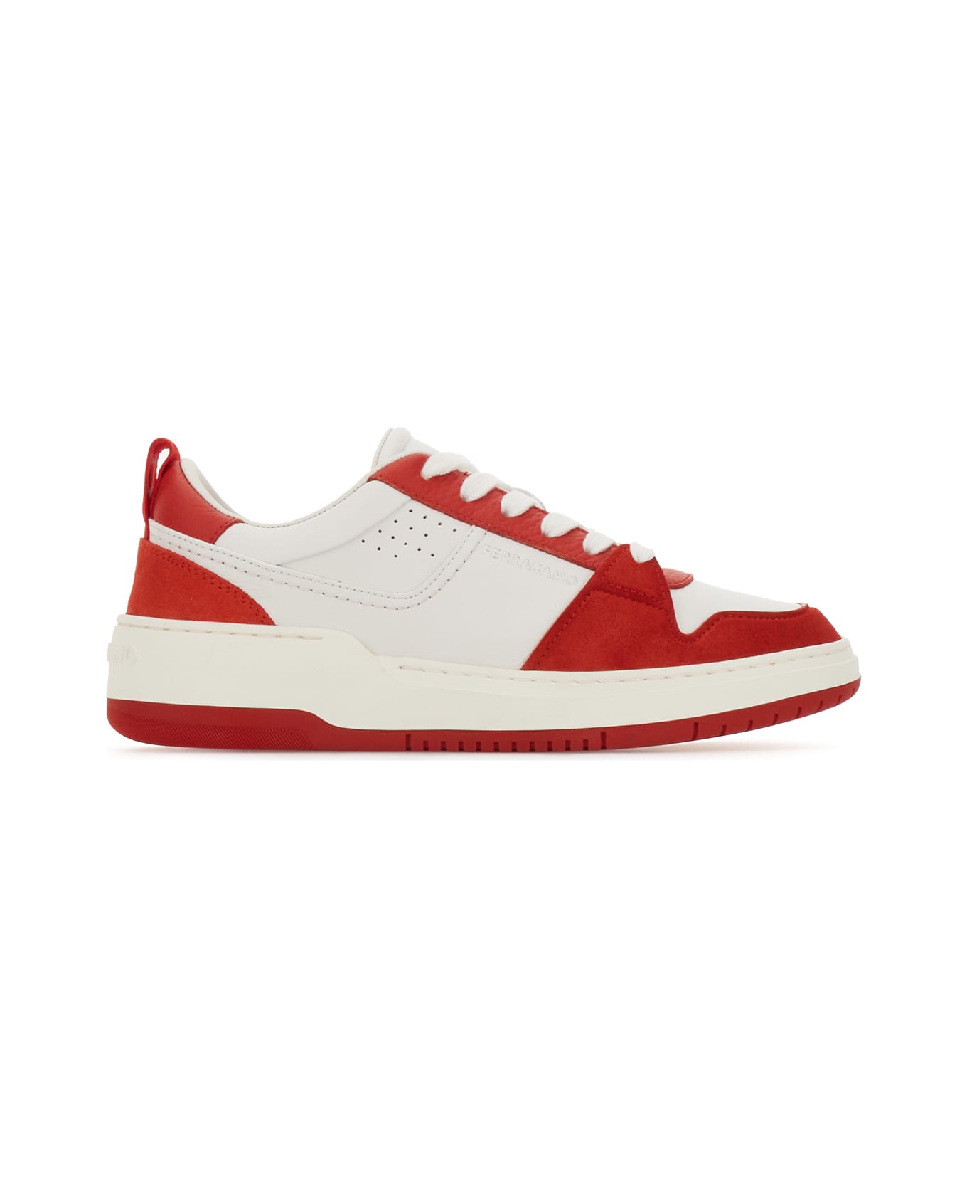 Ferragamo Two-tone Leather And Suede Sneakers - FLAME RED