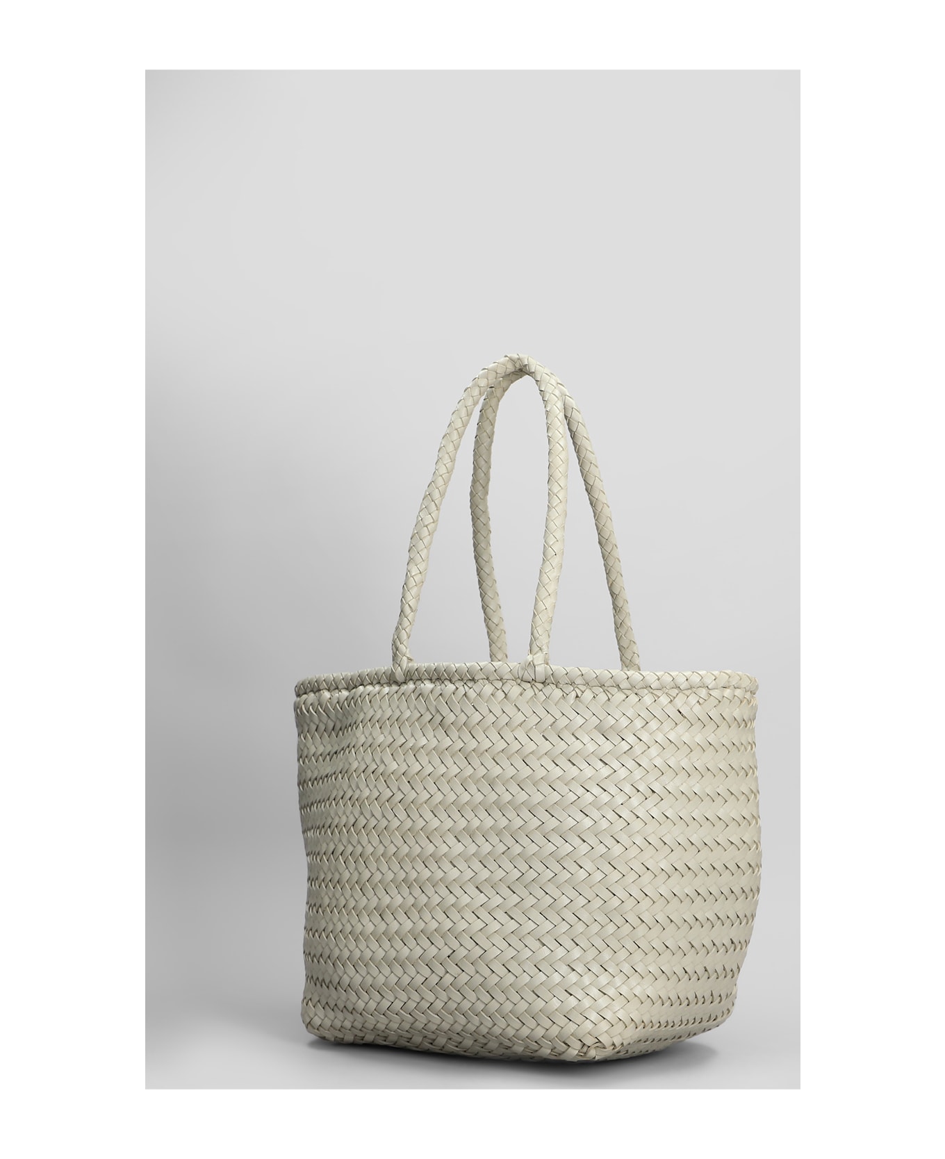 Dragon Diffusion Grace Basket Small Tote In Beige Leather - beige