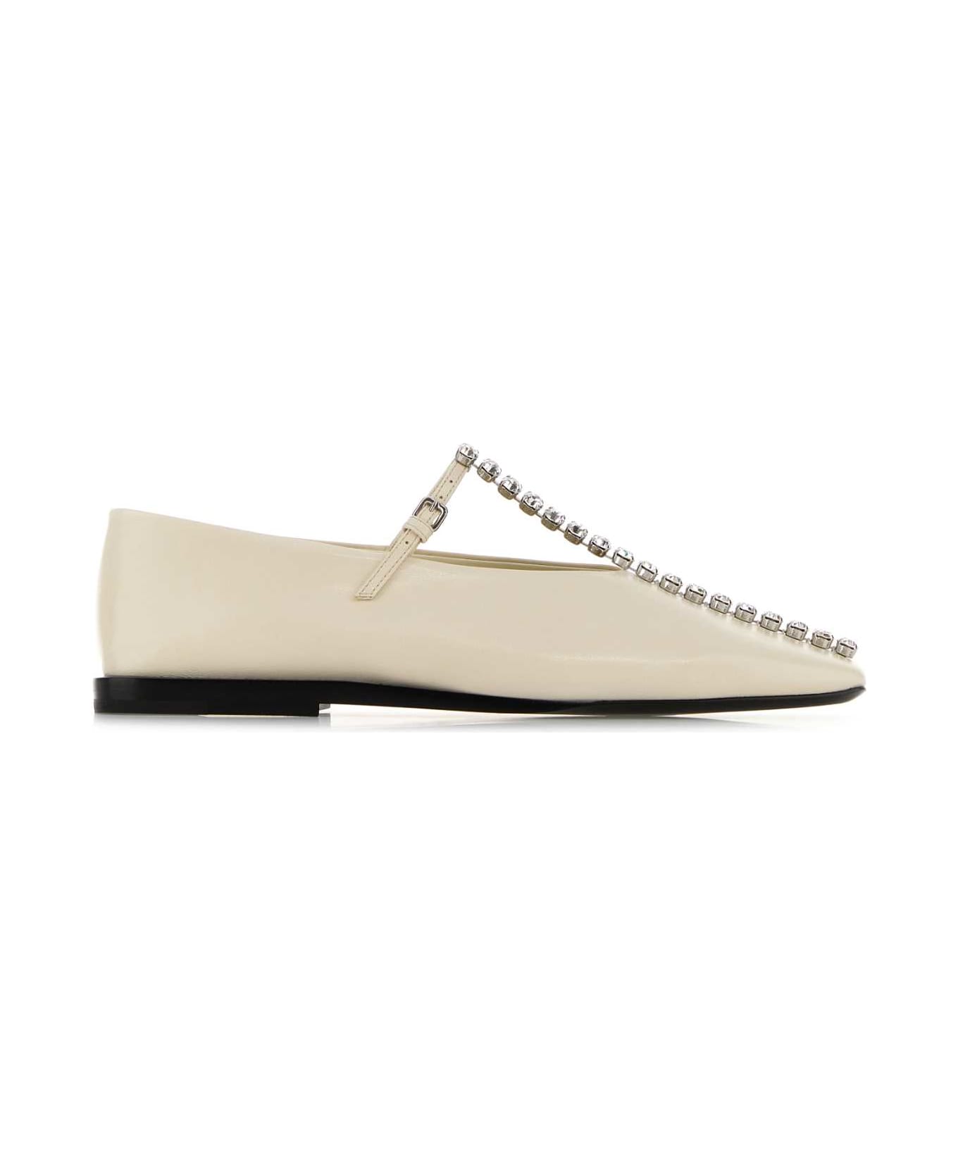 Jil Sander Ivory Leather Ballerinas - EGGSHELL