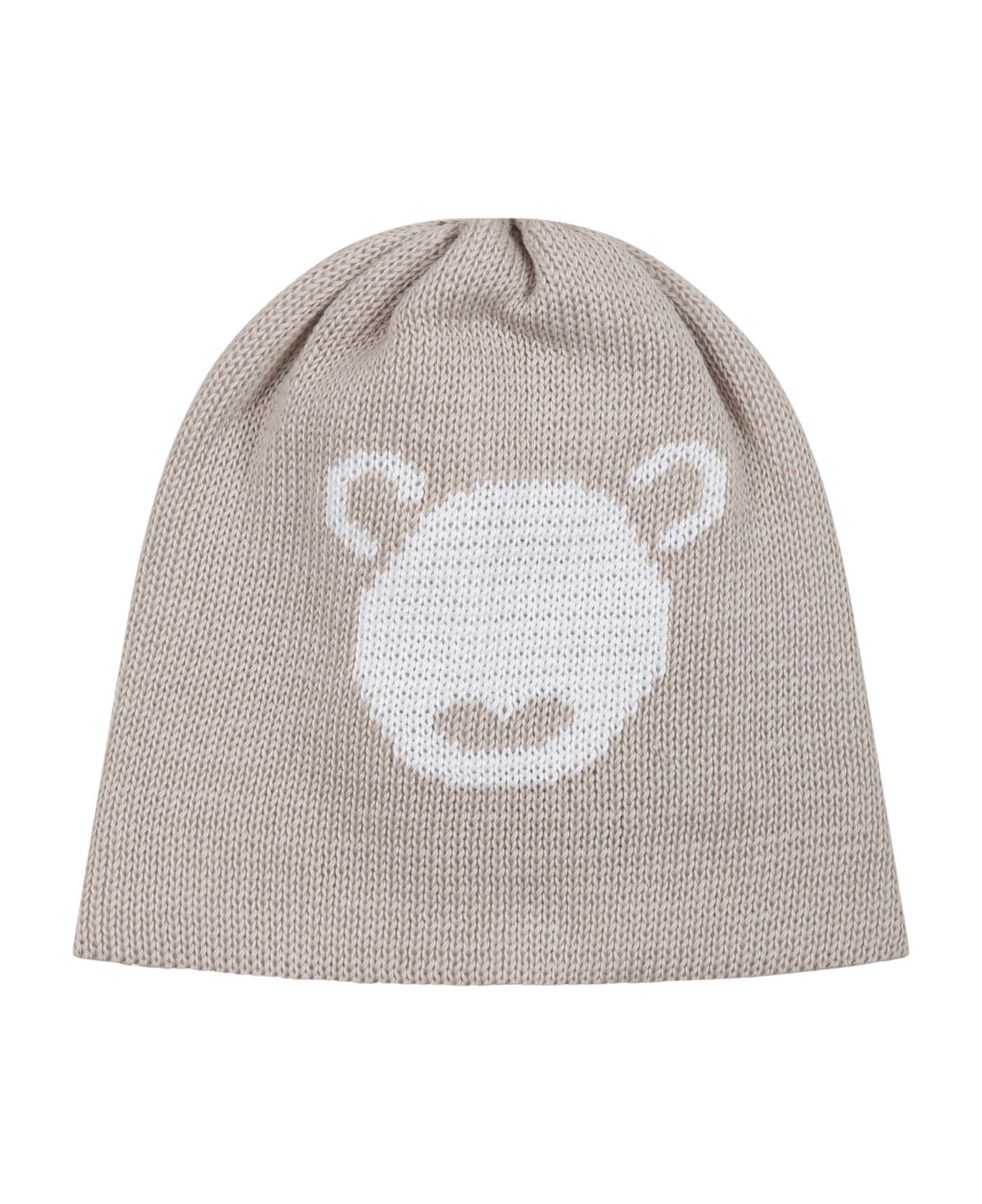 Little Bear Beige Hat For Babies With Bear - Beige