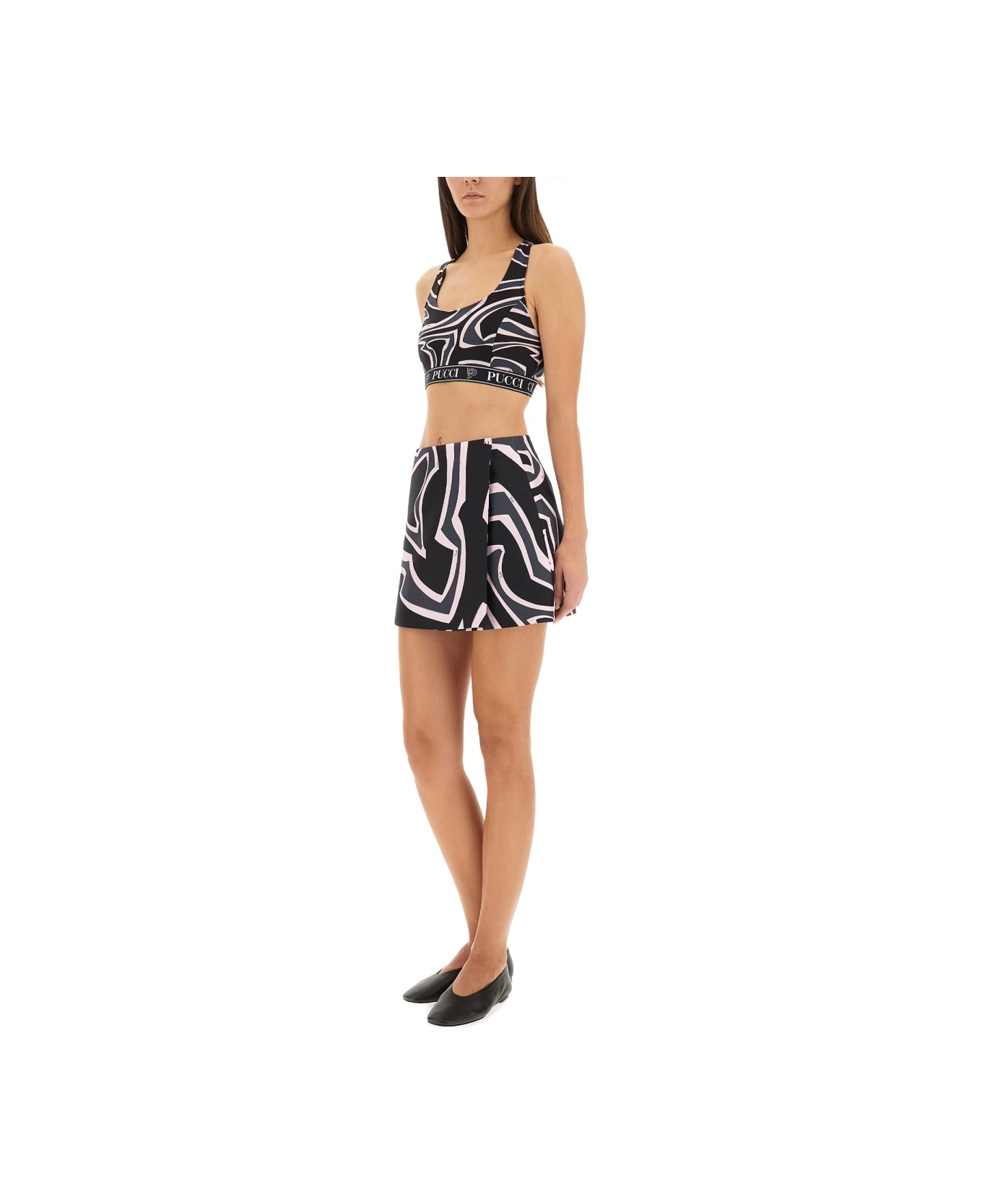 Pucci Labyrinth Print Wrap Mini Skirt - BLACK