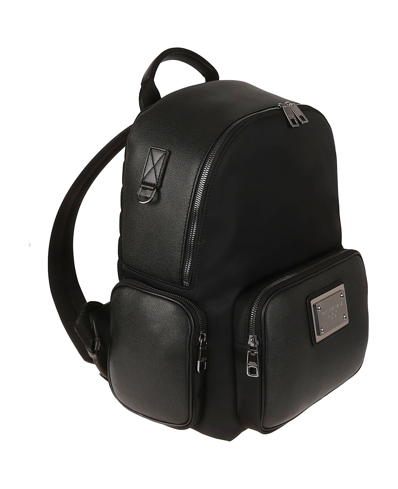 Dolce & Gabbana Backpack In Grained Calfskin And Nylon - Nero バックパック