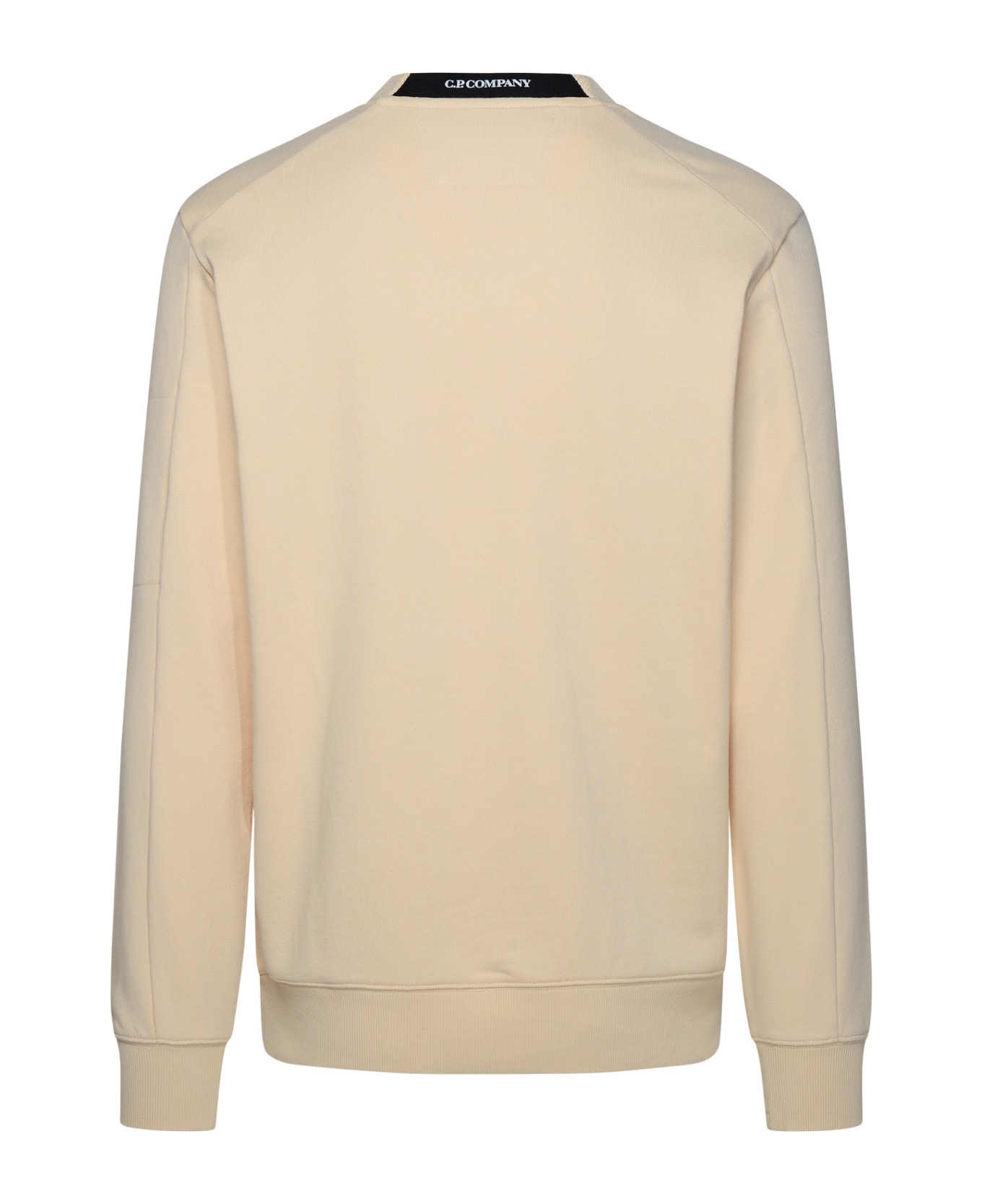 C.P. Company 'diagonal Raised Fleece' Beige Cotton Sweatshirt - Crema