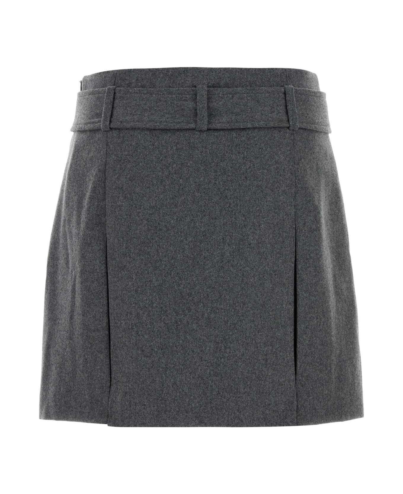 A.P.C. Grey Flannel Cecile Mini Skirt - HEATHERGREY