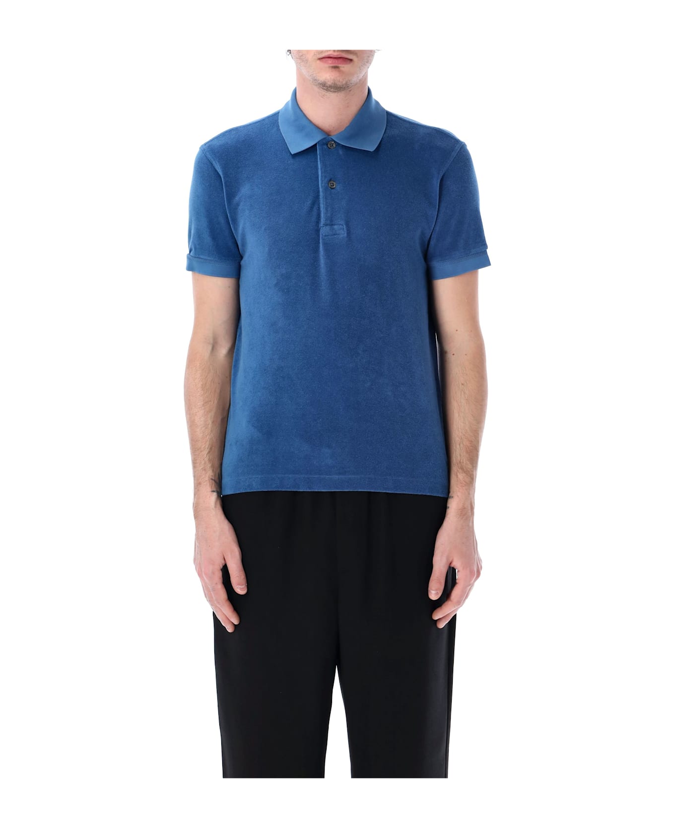 Tom Ford Towelling Polo - DENIM BLUE
