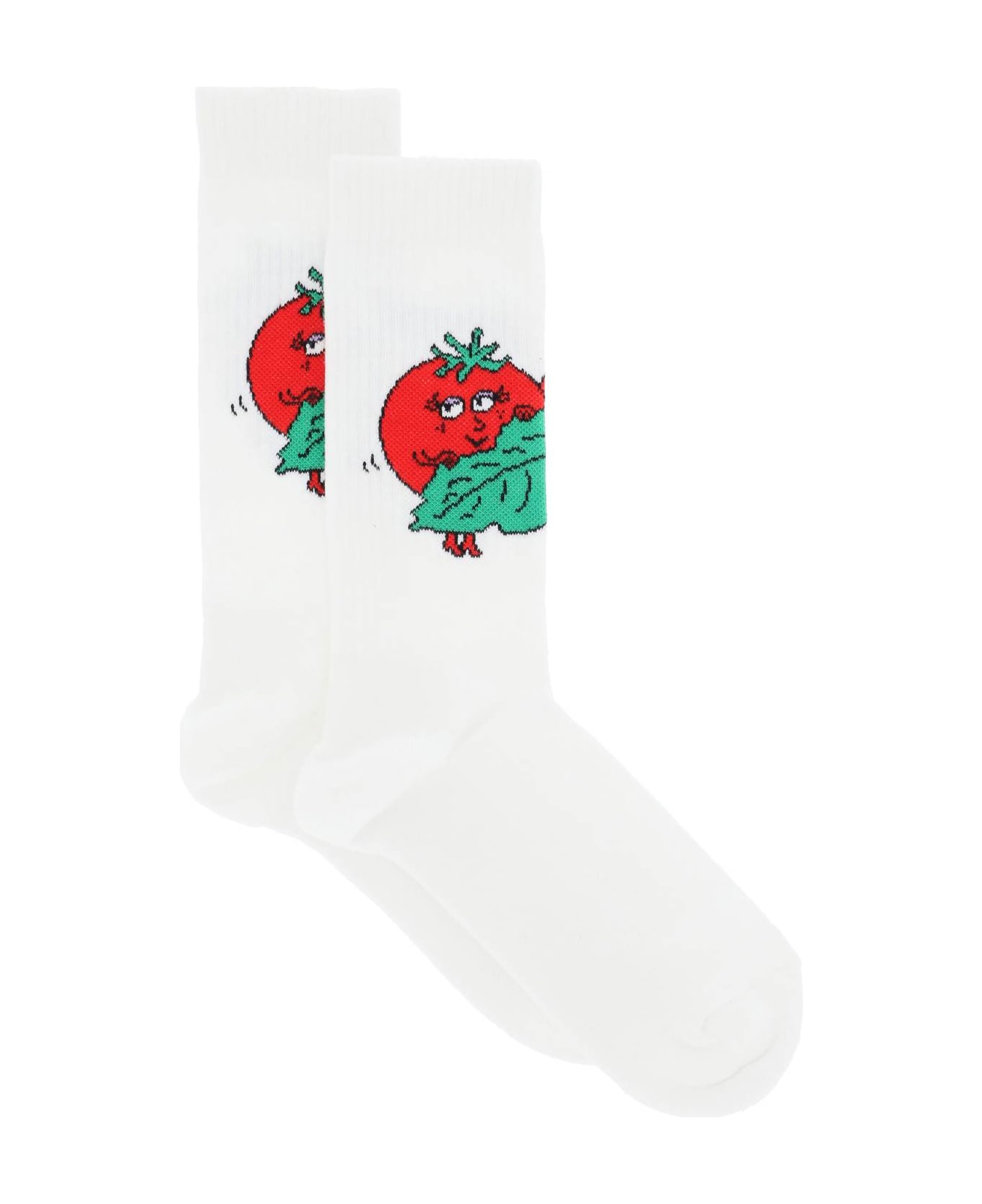 Sky High Farm Happy Tomatoes Crew Socks - WHITE (White)