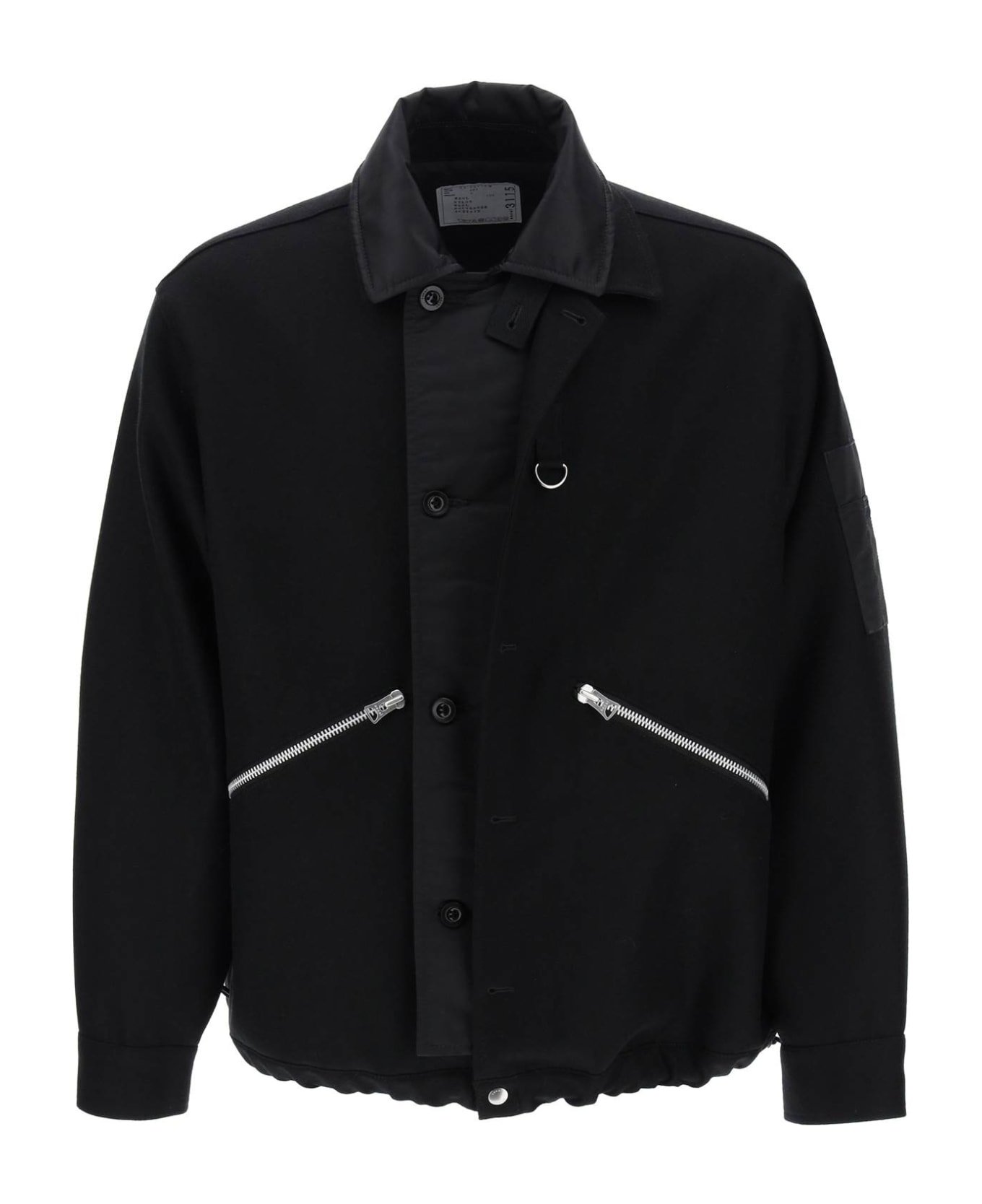 Sacai Melton Wool Blouson Jacket - BLACK