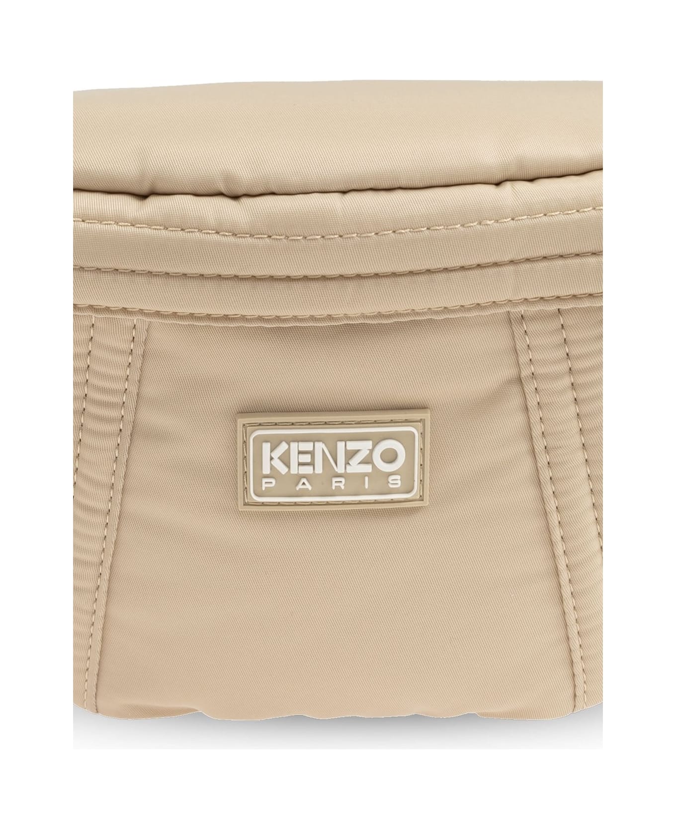 Kenzo Logo Patch Zipped Belt Bag - Beige