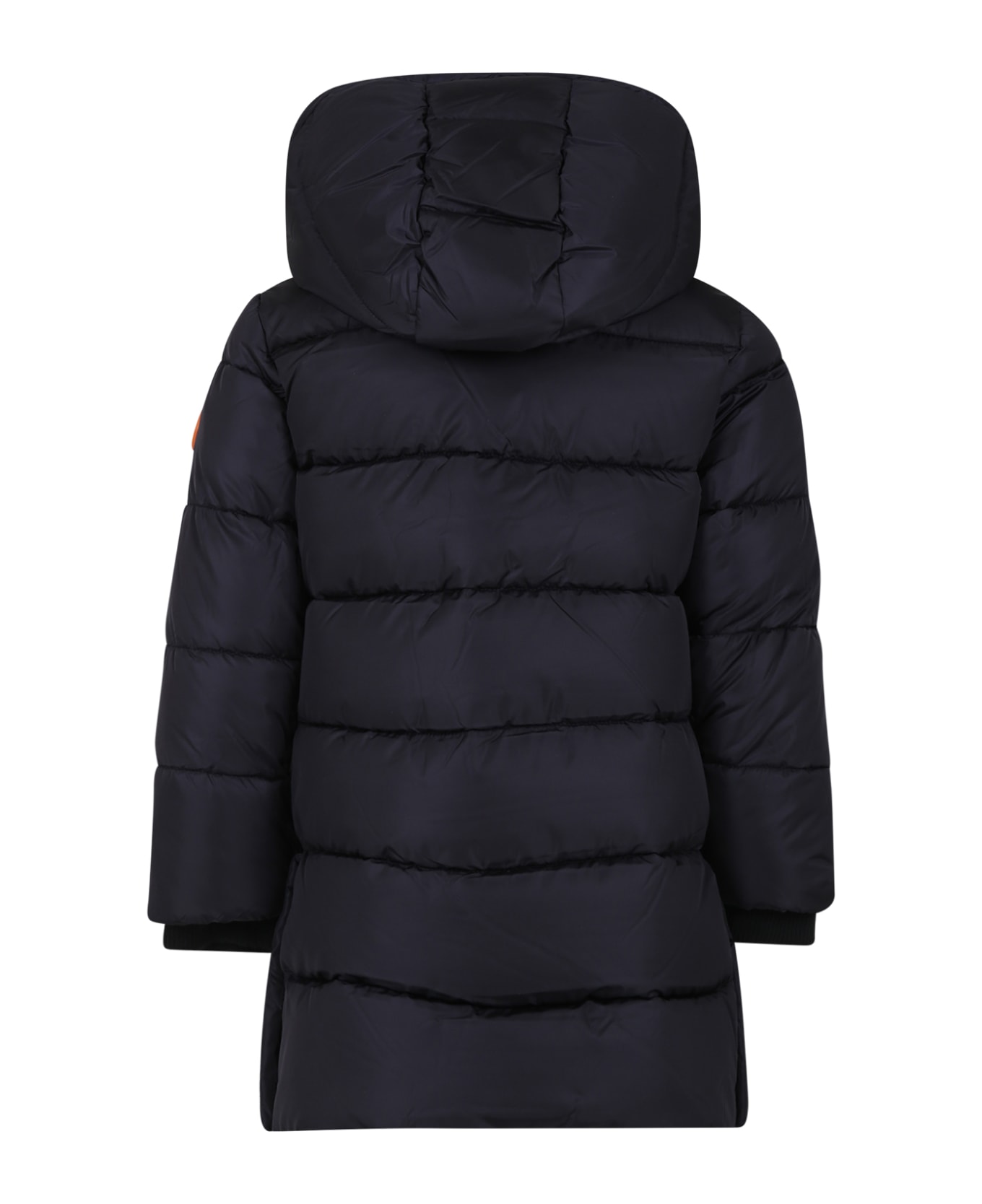 Save the Duck Black Down Jacket For Girl With Logo - Black コート＆ジャケット