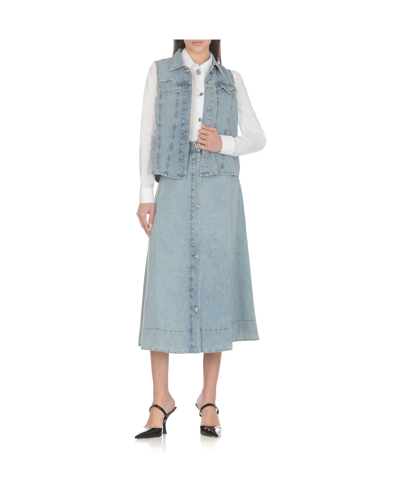 M05CH1N0 Jeans Cotton Skirt - Stone Washed スカート