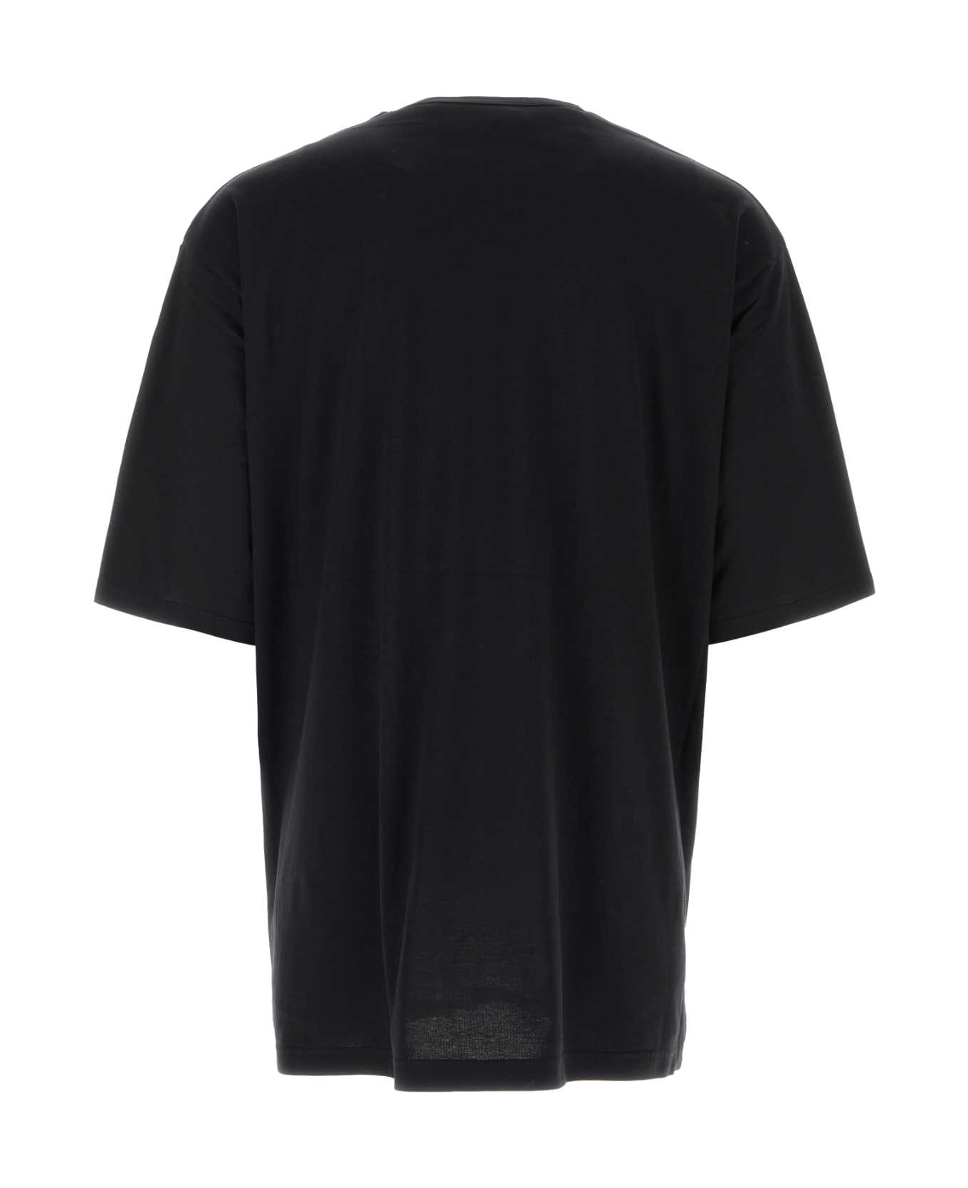 Y-3 Black Cotton T-shirt - BLACK Tシャツ