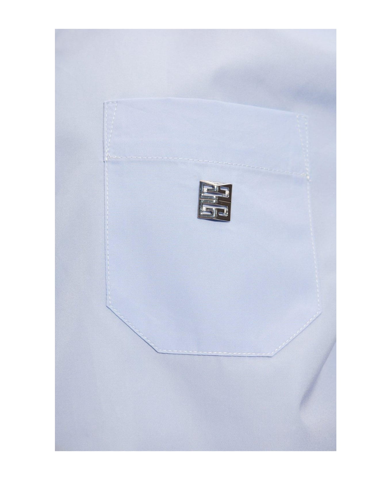 Givenchy Logo Plaque Cropped Shirt - Blue