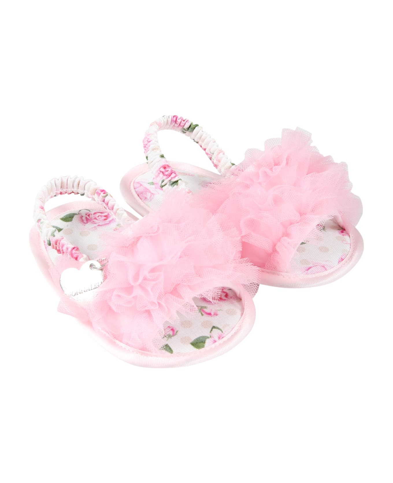 Monnalisa Pink Sandals For Baby Girl - Pink