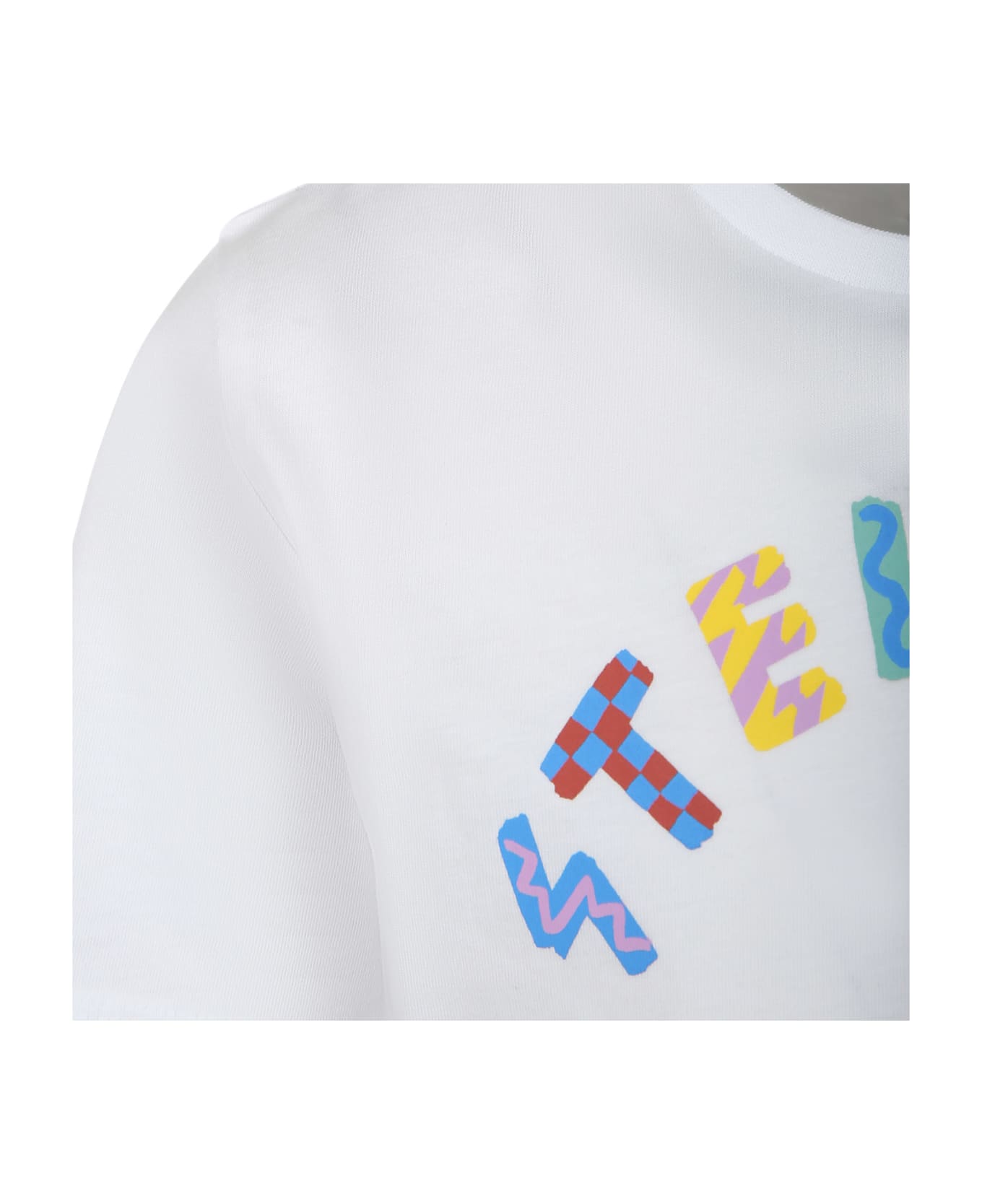 Stella McCartney Kids White T-shirt For Girl With Multicolor Logo - WHITE Tシャツ＆ポロシャツ