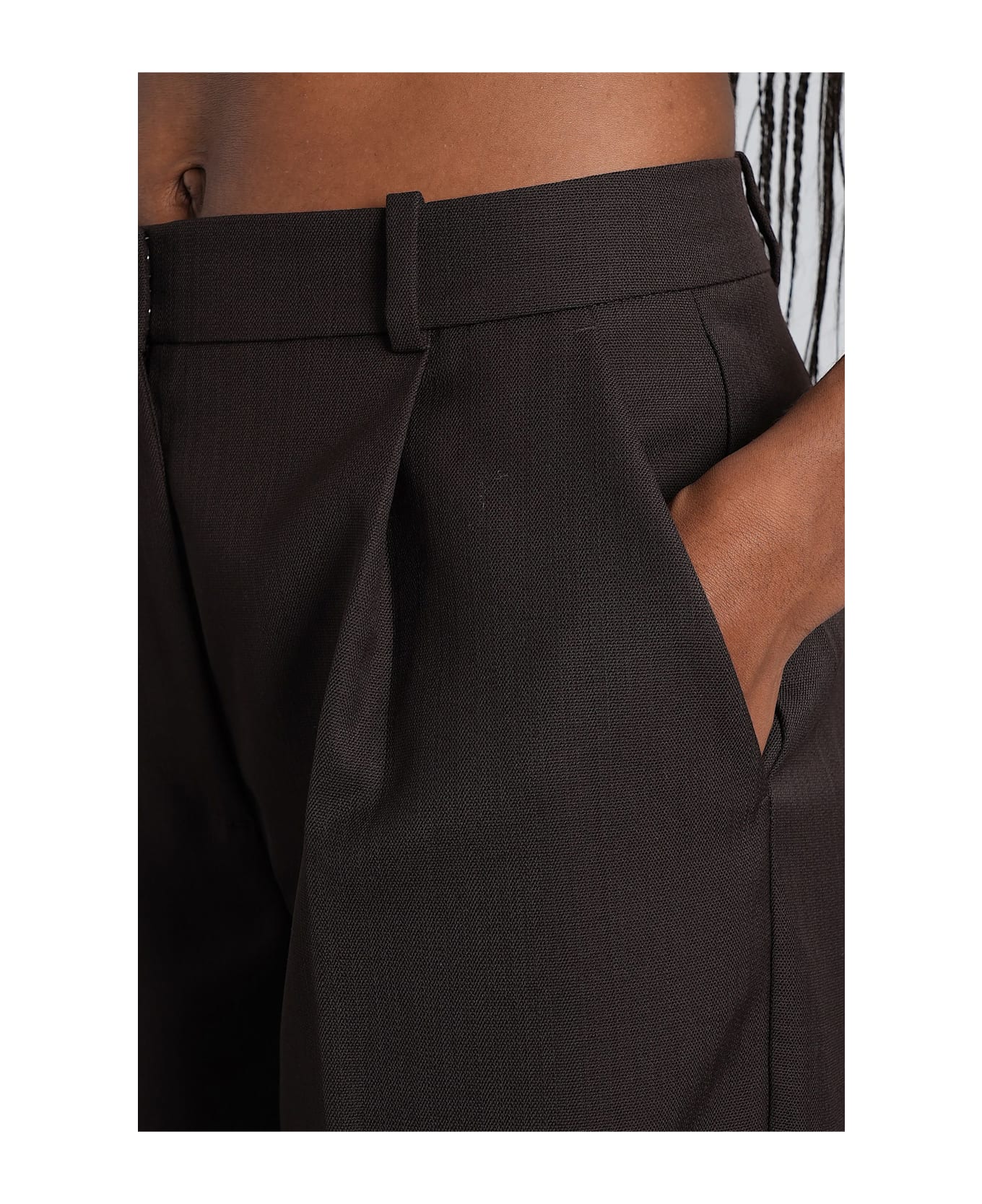 Anine Bing Trent Pants In Brown Leather - brown