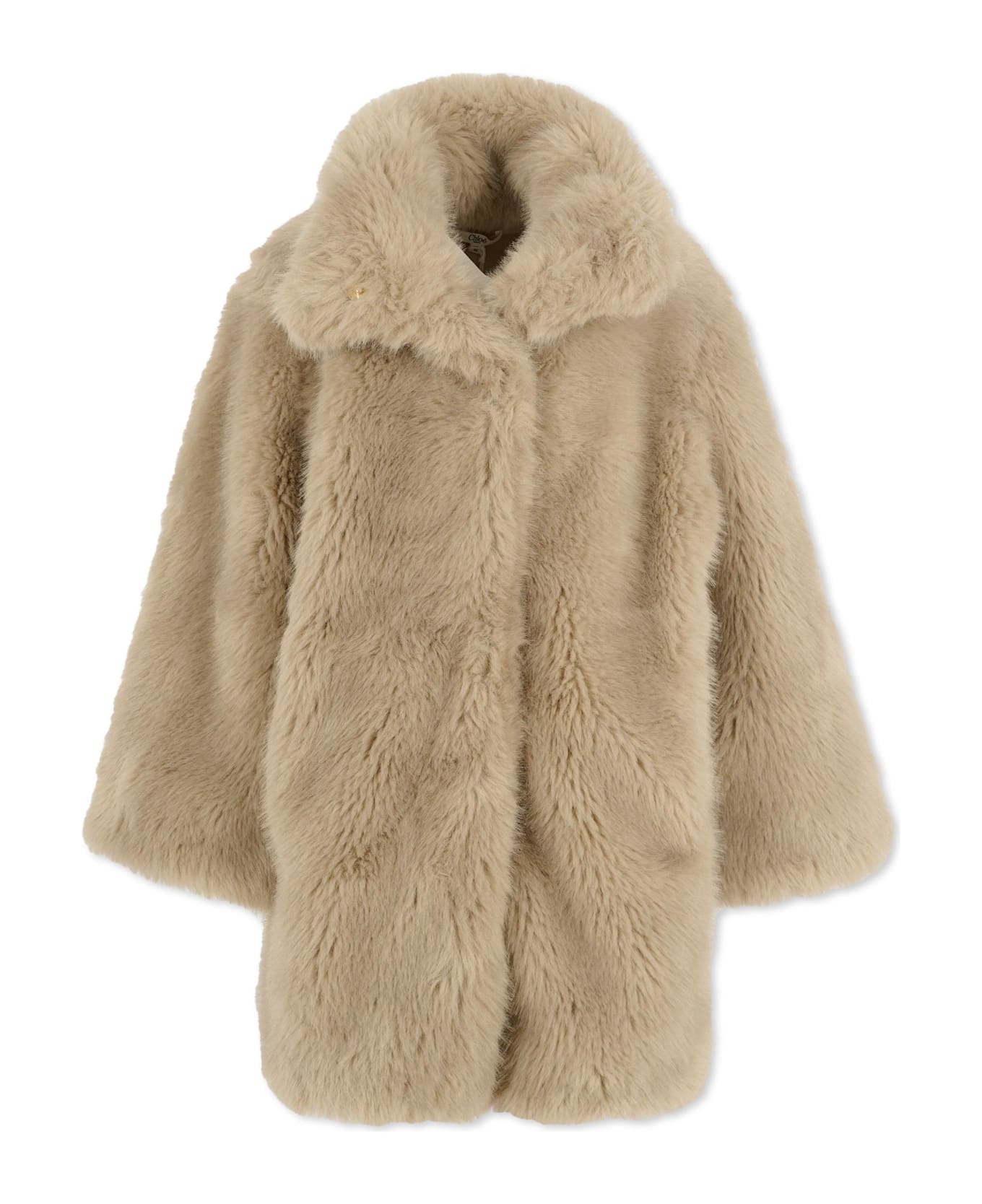 Chloé Grey Faux Fur Coat For Girl - Grey