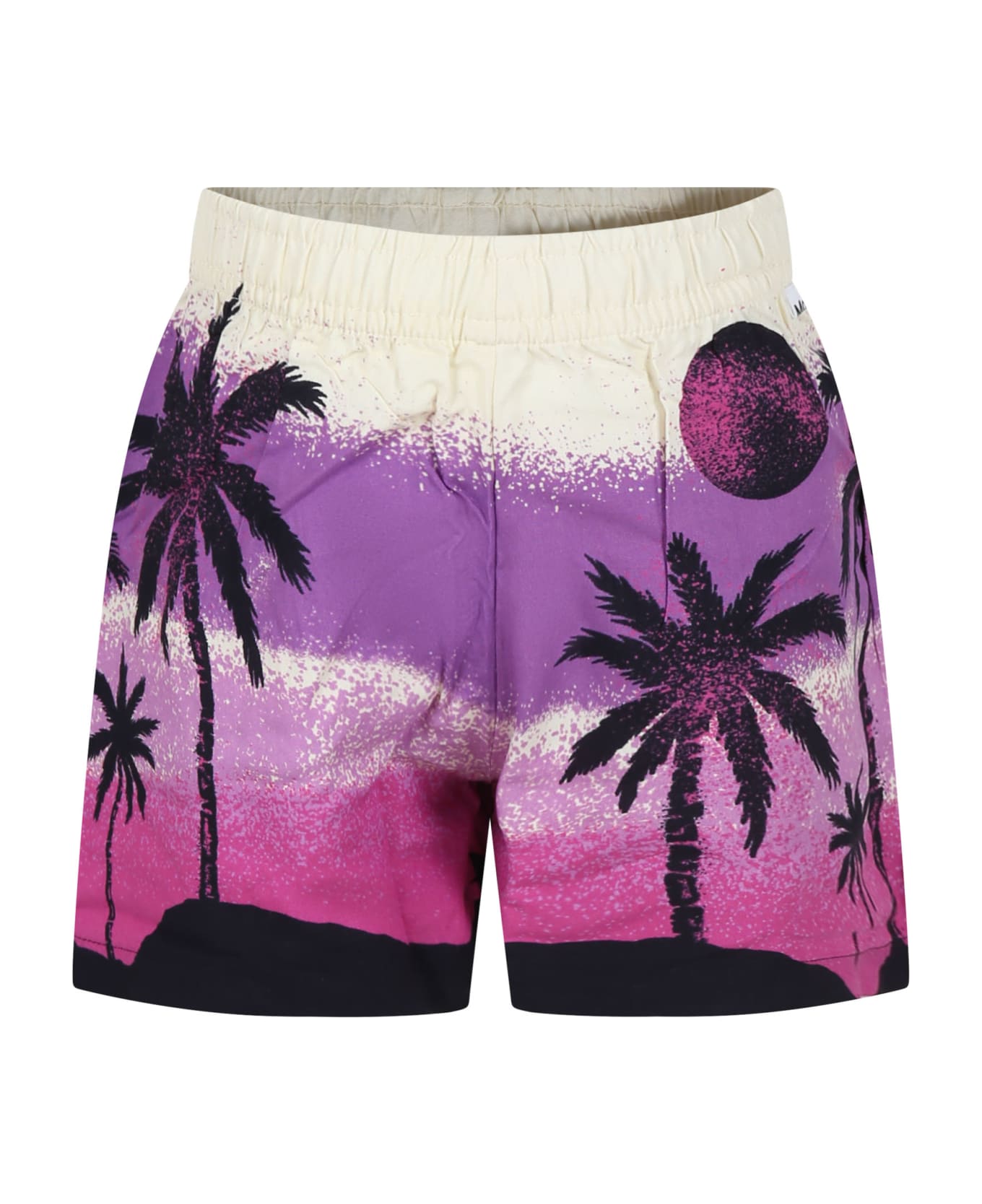 Molo Ivory Shorts For Girl With Palm Print - Multicolor ボトムス